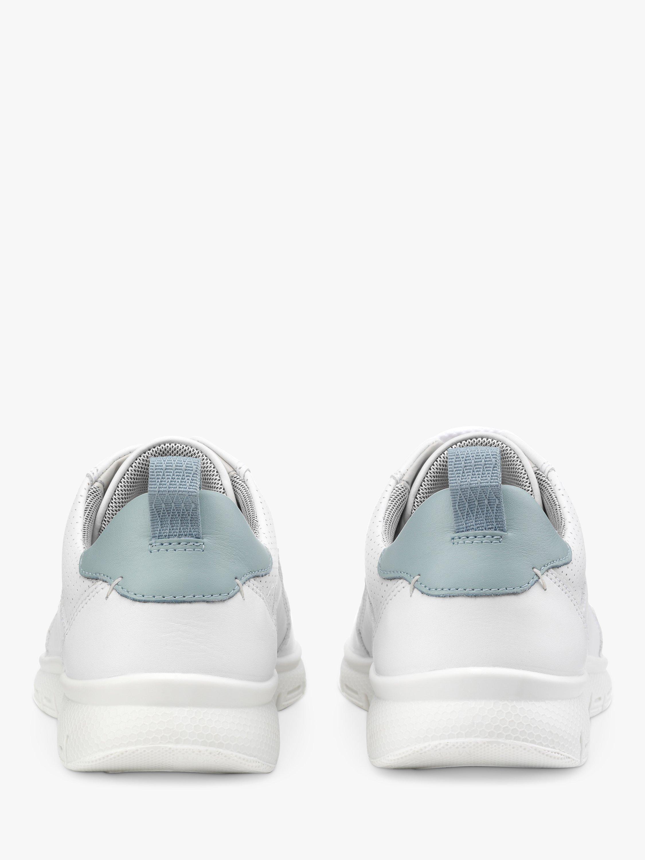Product image 4 of 4, which shows Hotter Gravity II Wide Fit Lightweight Leather Trainers, White/Sage, 4.5