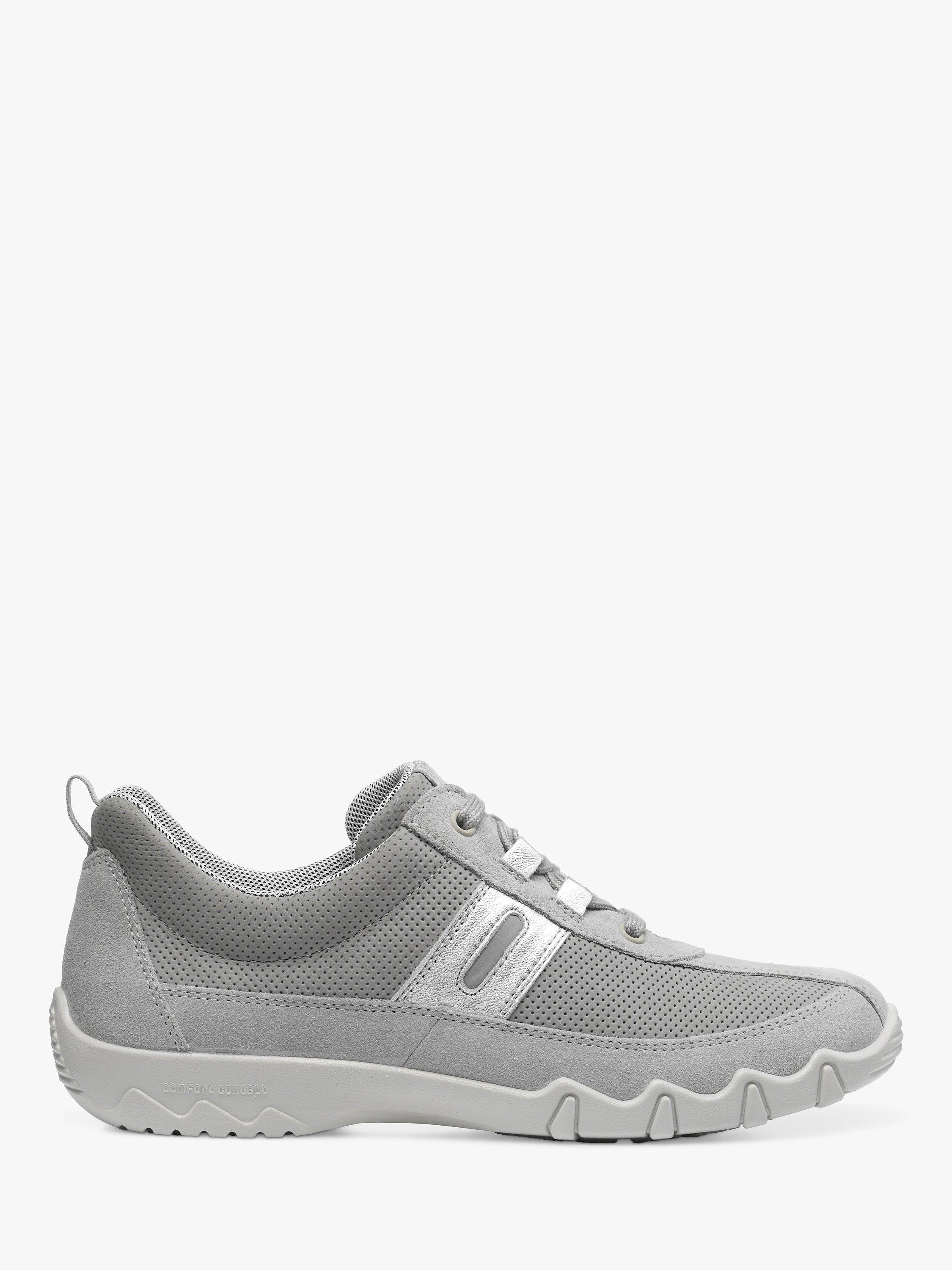 Hotter Leanne II Extra Wide Fit Suede and Leather Trainers Shell Grey