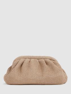 Reiss Gia Raffia Clutch Bag, Natural, Natural