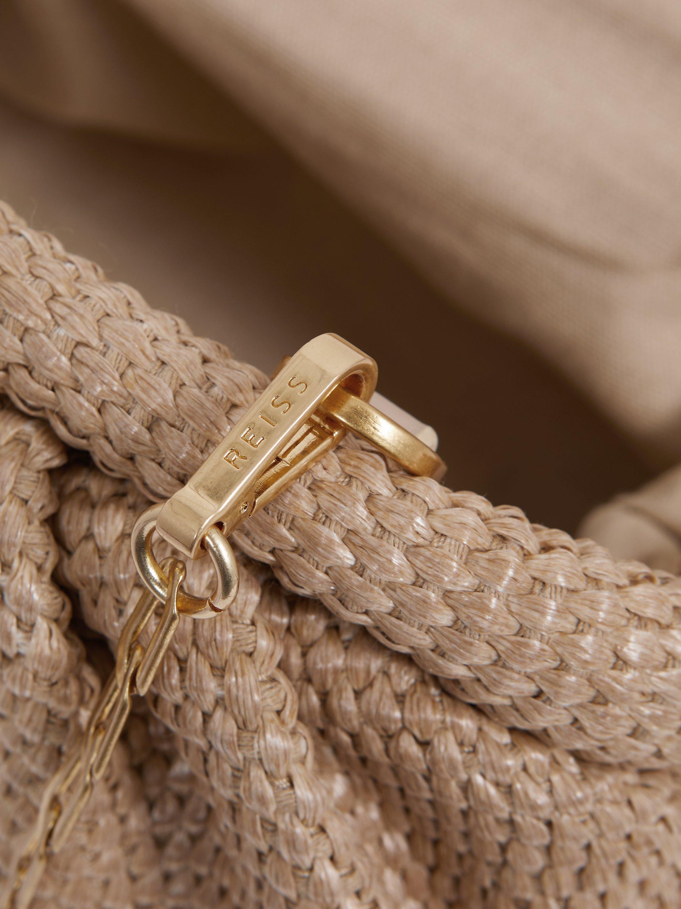 Product image 4 of 5, which shows Reiss Gia Raffia Clutch Bag, Natural, One Size