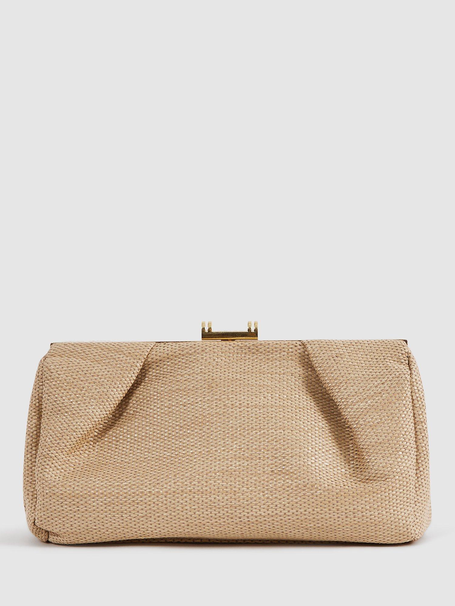 Reiss Madison Raffia Clutch Bag, Natural