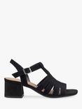 Hotter Portofino Block Heel Suede Sandals, Black