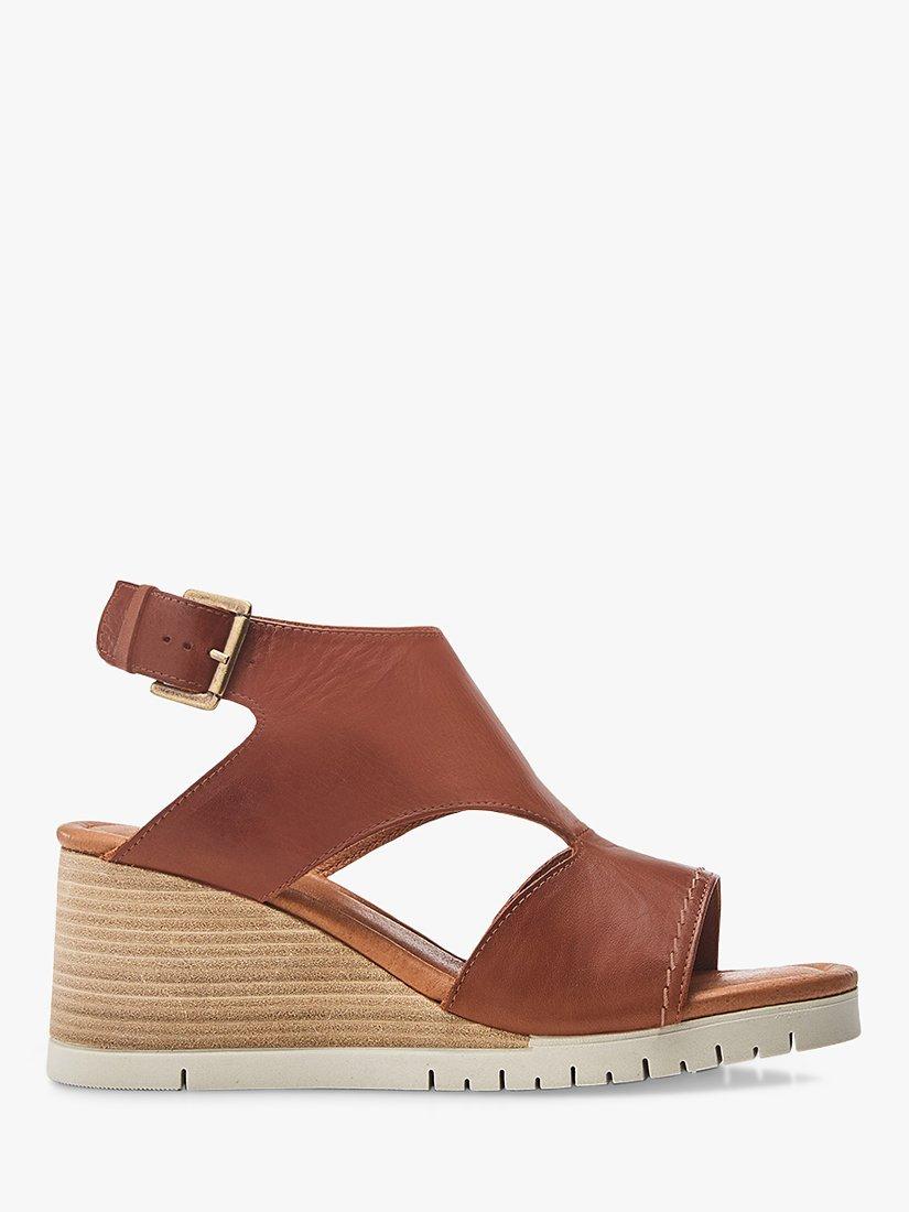 Moda in Pelle Peyten Leather Wedge Heel Sandals, Tan