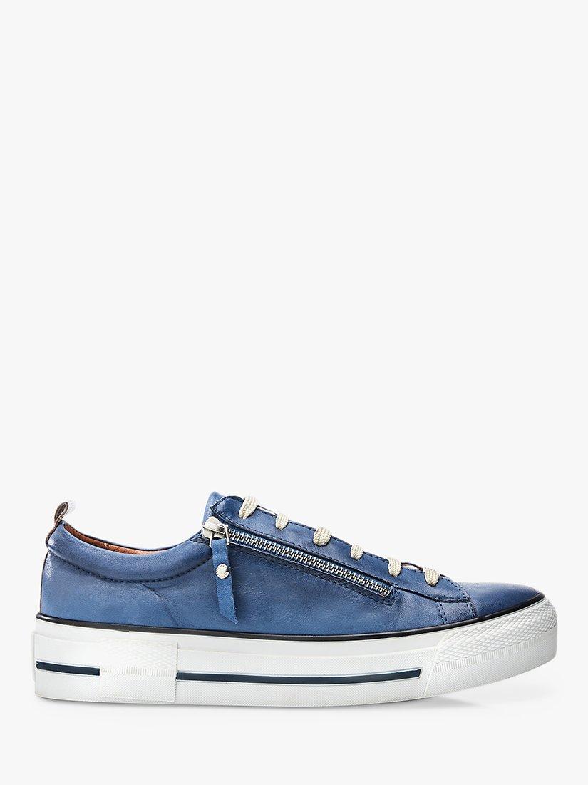 Moda in Pelle Filician Leather Flatform Trainers, Denim
