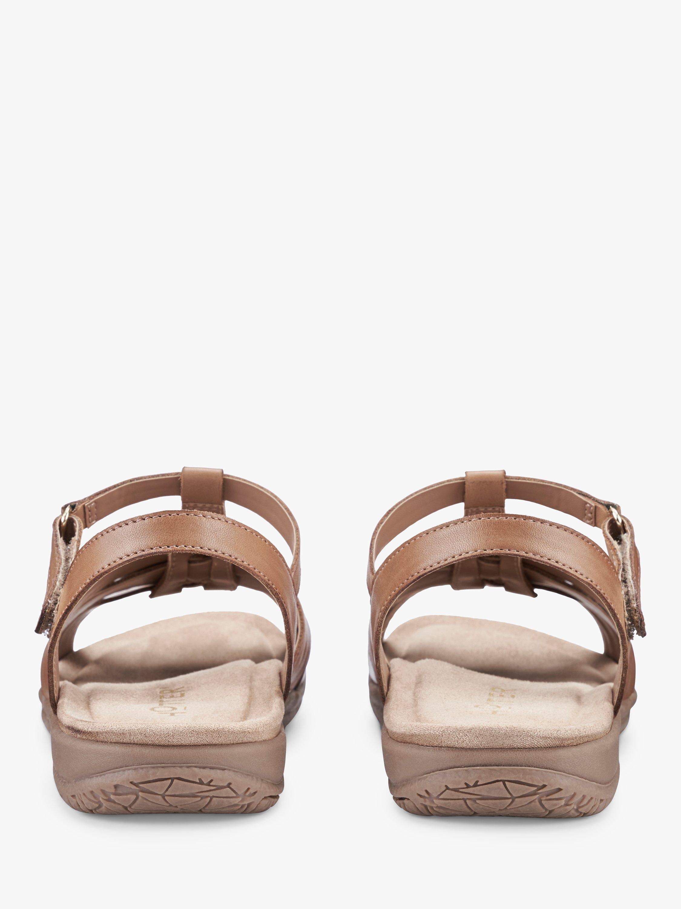 Hotter Rainer T-Bar Leather Sandals, Rich Tan, 3