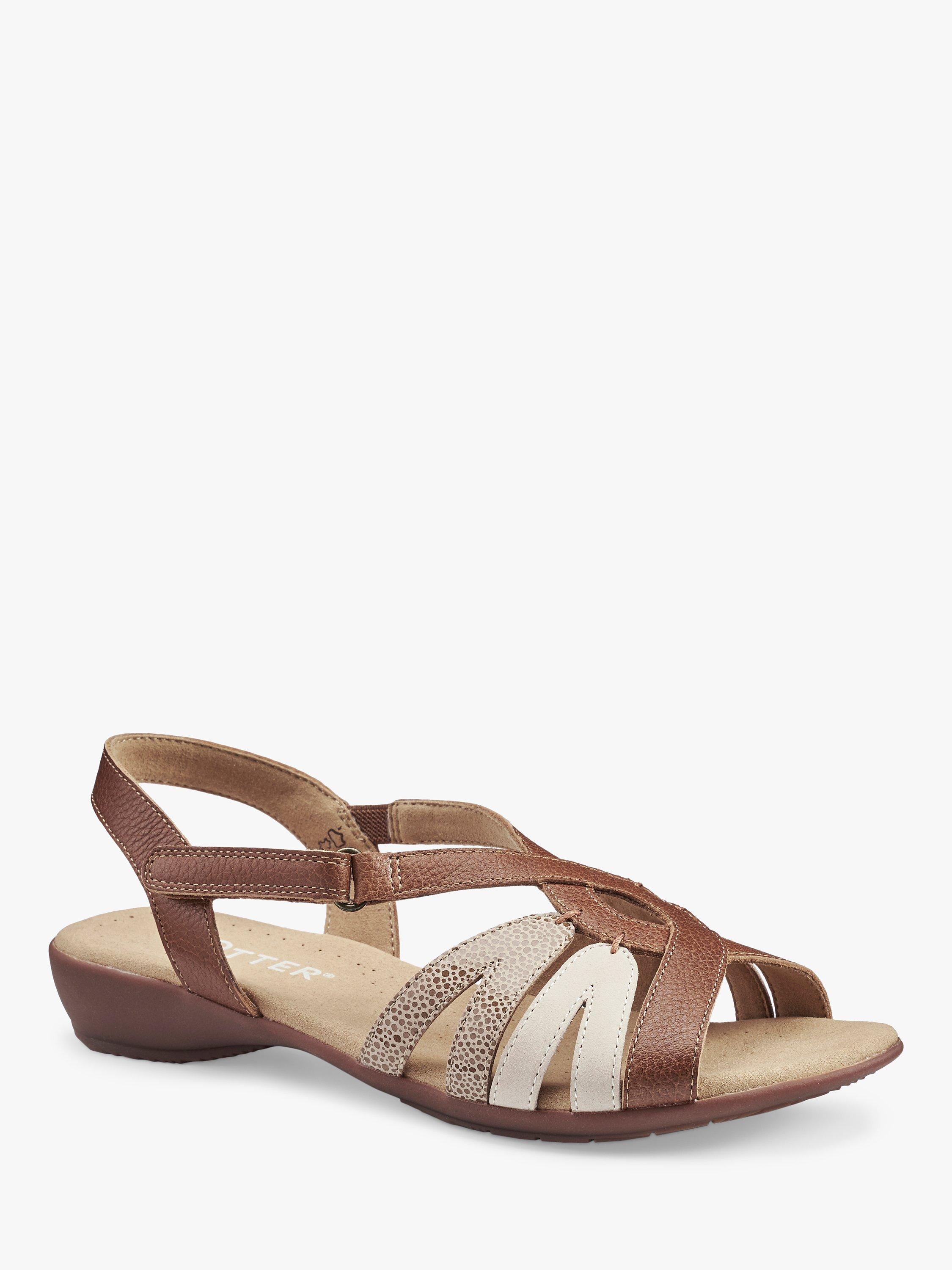 Product image 2 of 4, which shows Hotter Flare Wide Fit Faux Reptile Leather and Nubuck Gladiator Sandals, Rich Tan, 8