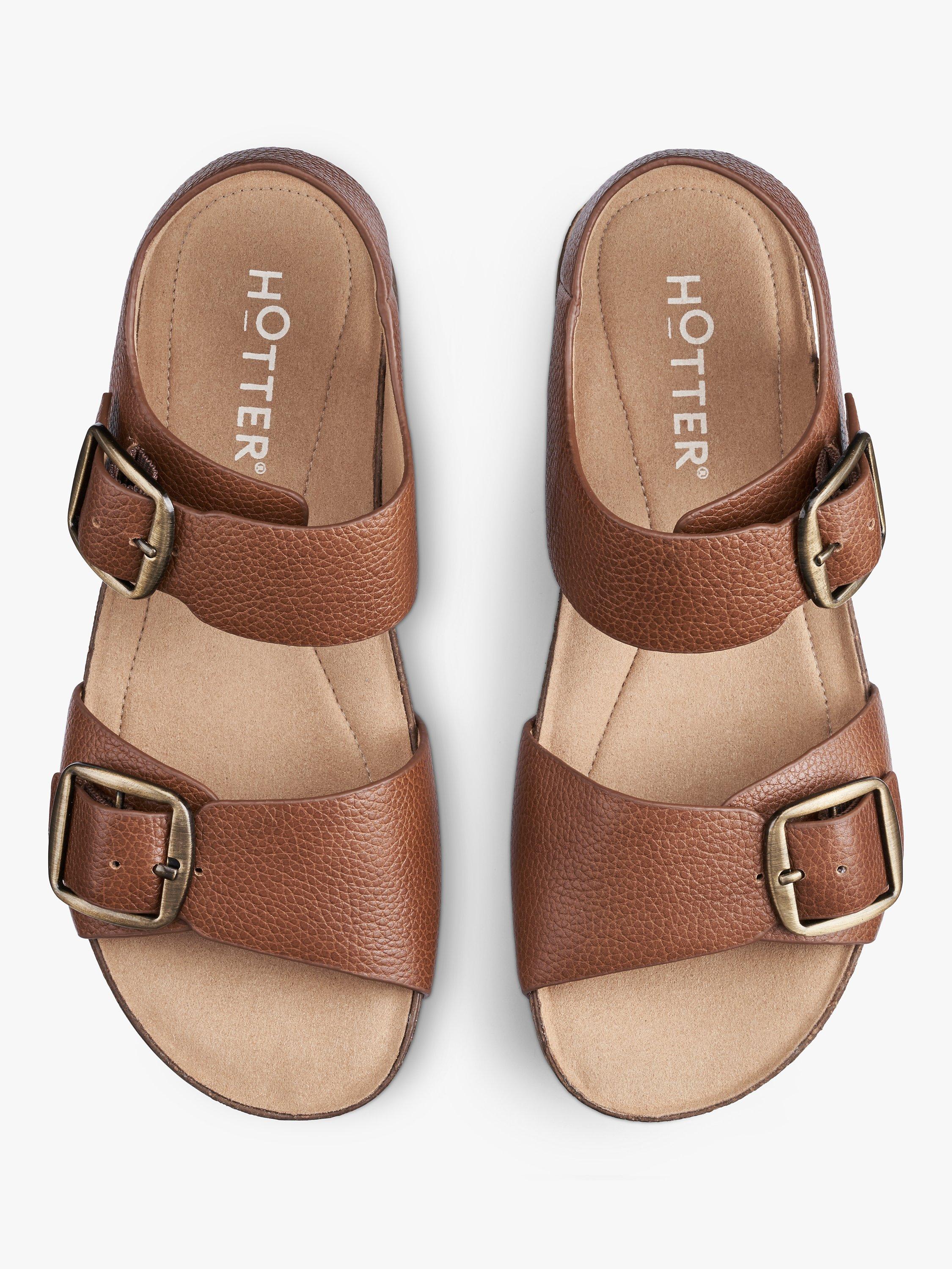 Product image 3 of 4, which shows Hotter Tourist II Classic Cork Wedge Sandals, Rich Tan, 3