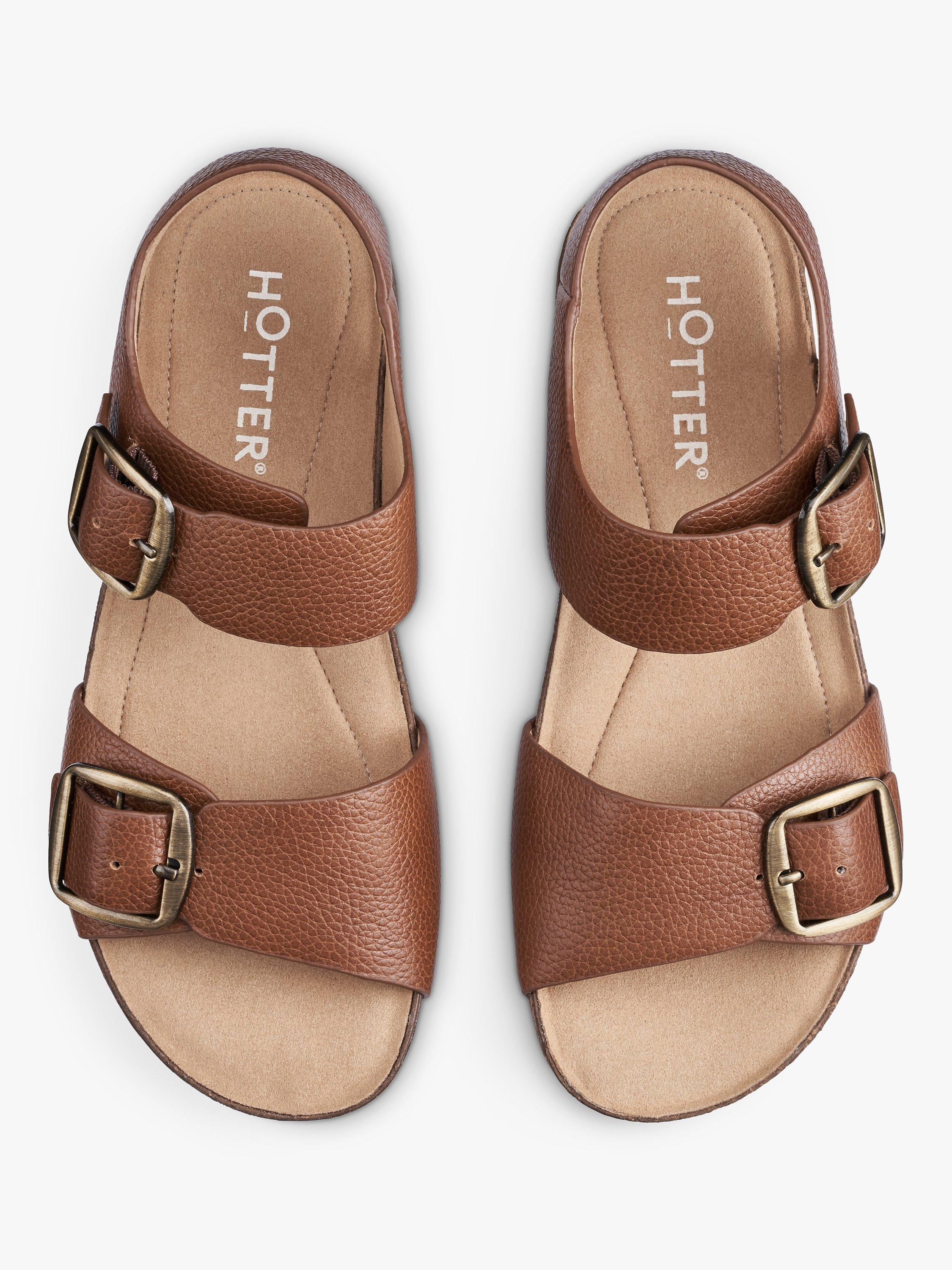 Product image 3 of 4, which shows Hotter Tourist II Extra Wide Fit Classic Cork Wedge Sandals, Rich Tan, 4