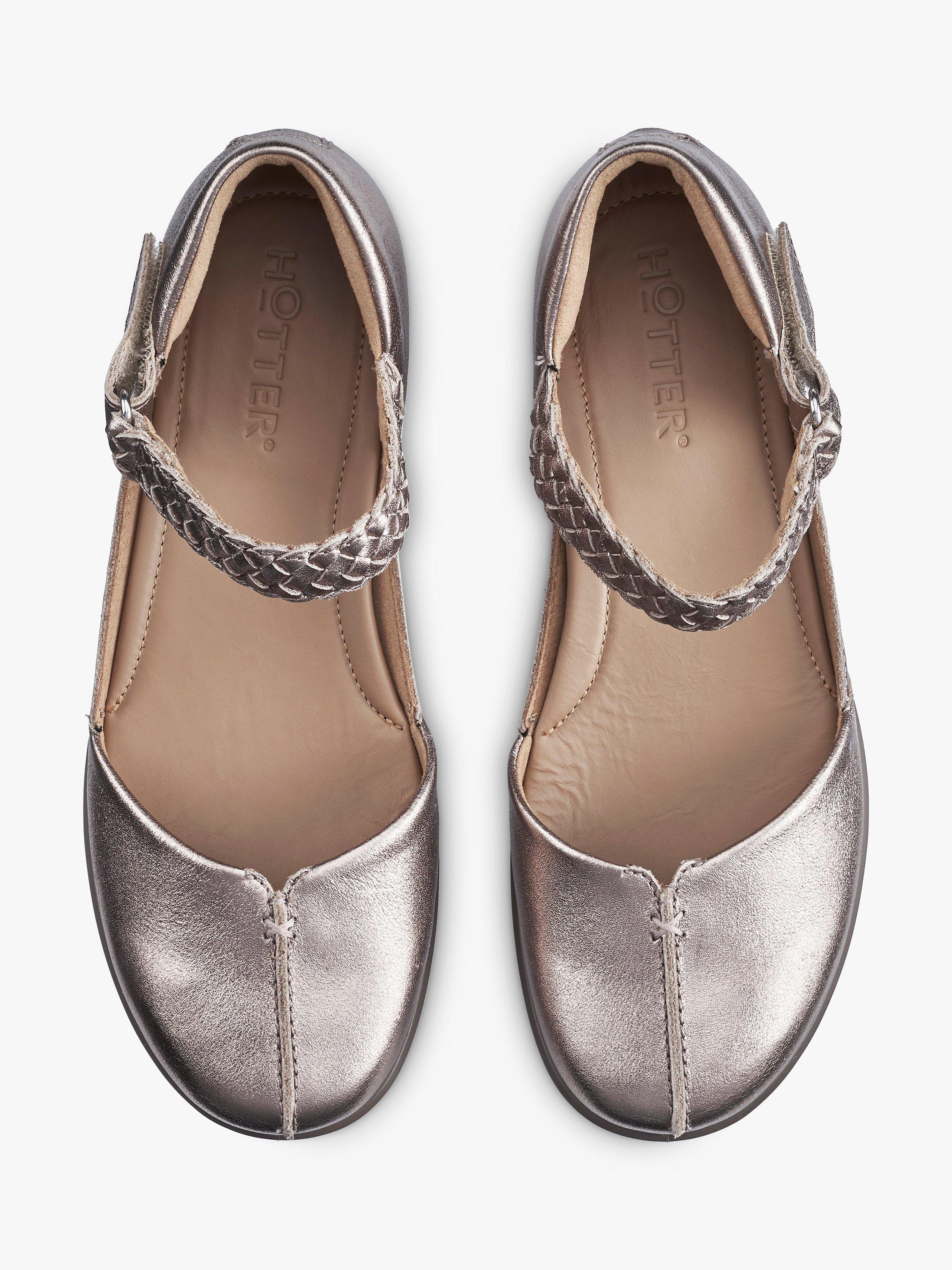 Product image 3 of 4, which shows Hotter Lake Leather Summer Flat Shoes, Rose Gold, 6