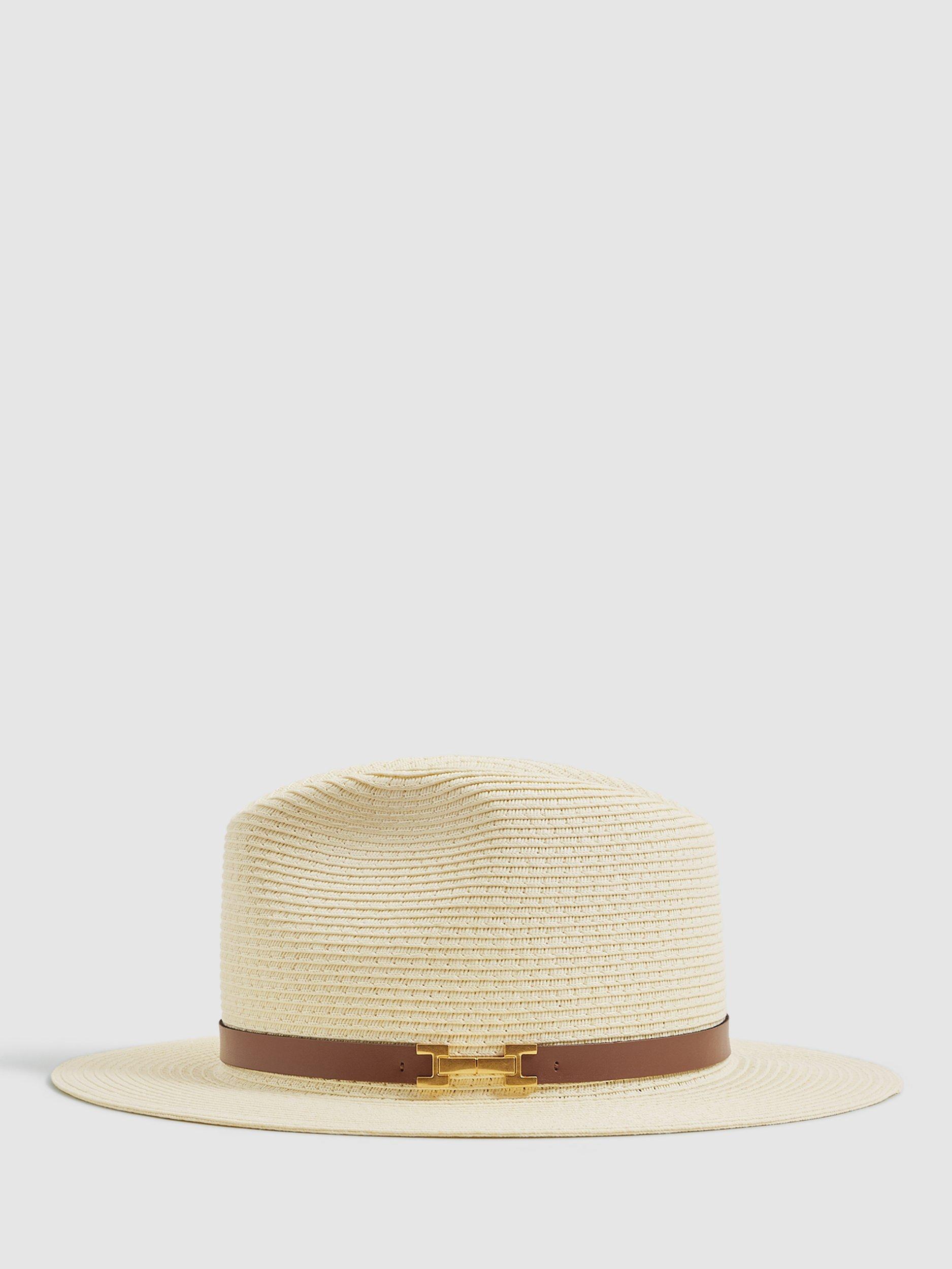 Product image 1 of 3, which shows Reiss Gigi Paper Straw Sun Hat, Natural, M-L