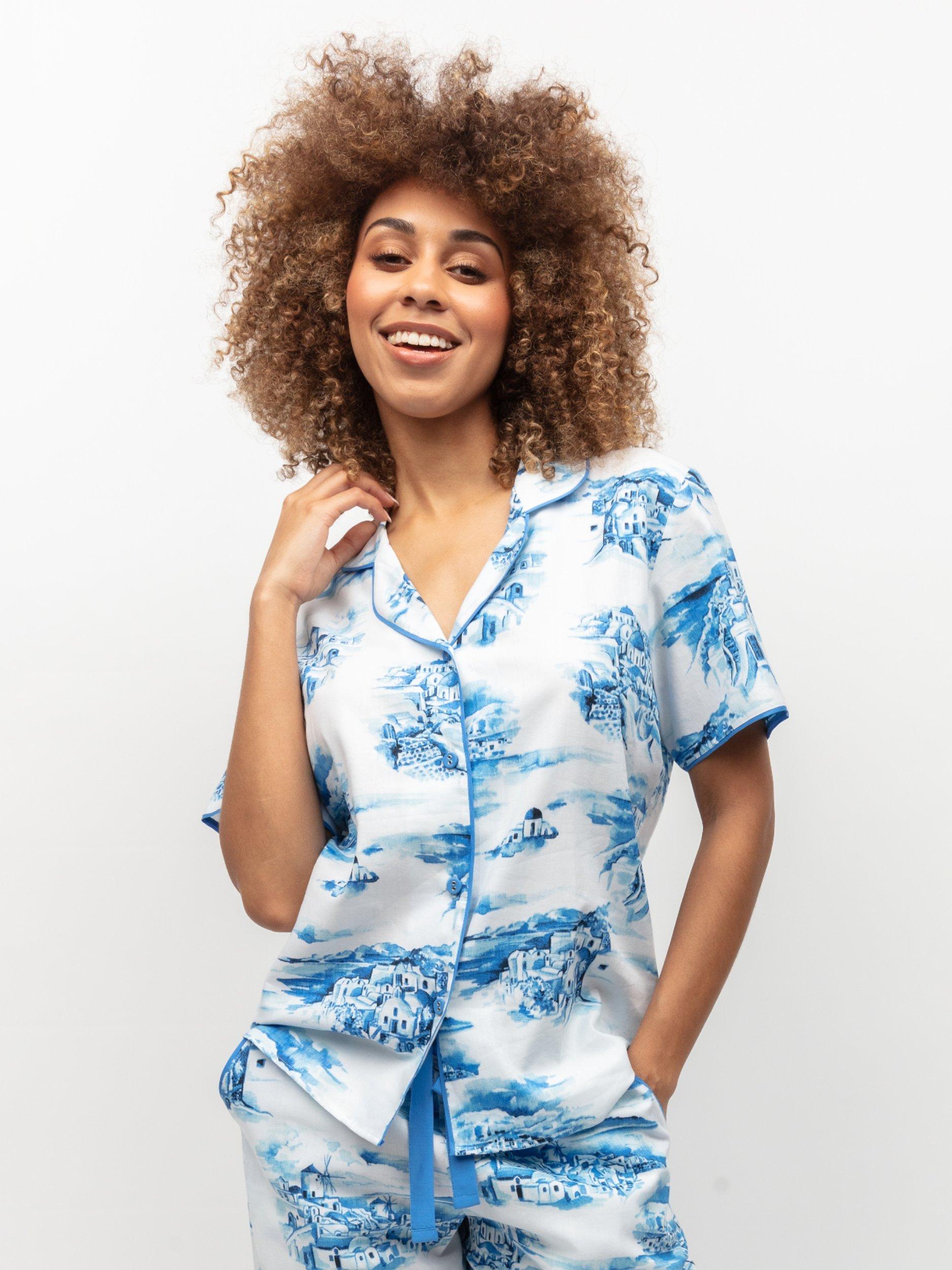 Product image 2 of 4, which shows Cyberjammies Donna Santorini Pyjama Top, White, 28