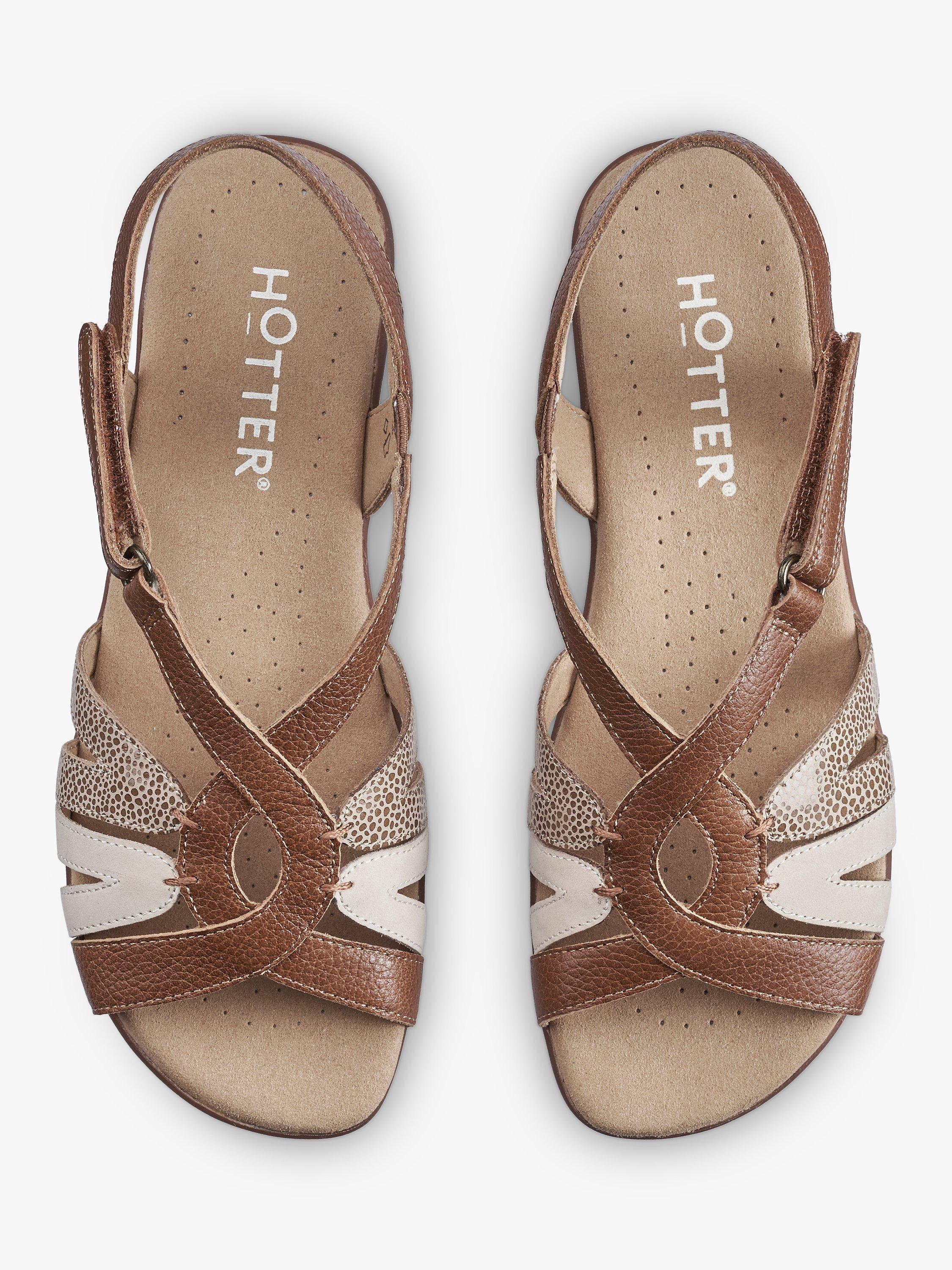 Product image 3 of 4, which shows Hotter Flare Faux Reptile Leather and Nubuck Gladiator Sandals, Rich Tan, 8