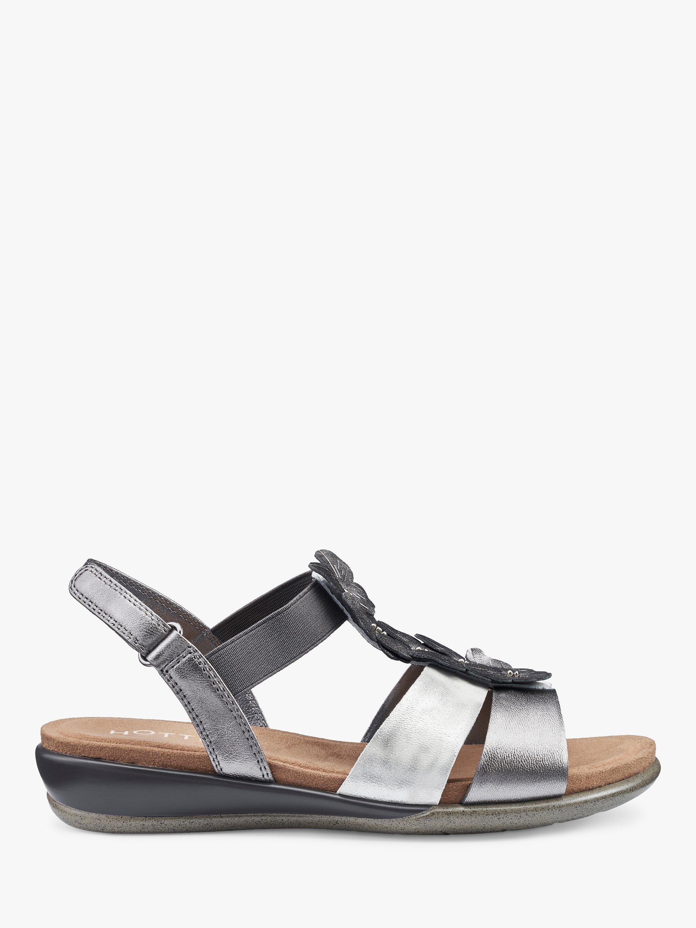 Hotter Pamplona Metallic Sandals, Pewter/Metallic