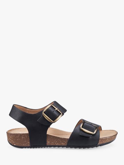 Hotter Tourist II Classic Cork Wedge Sandals, Black