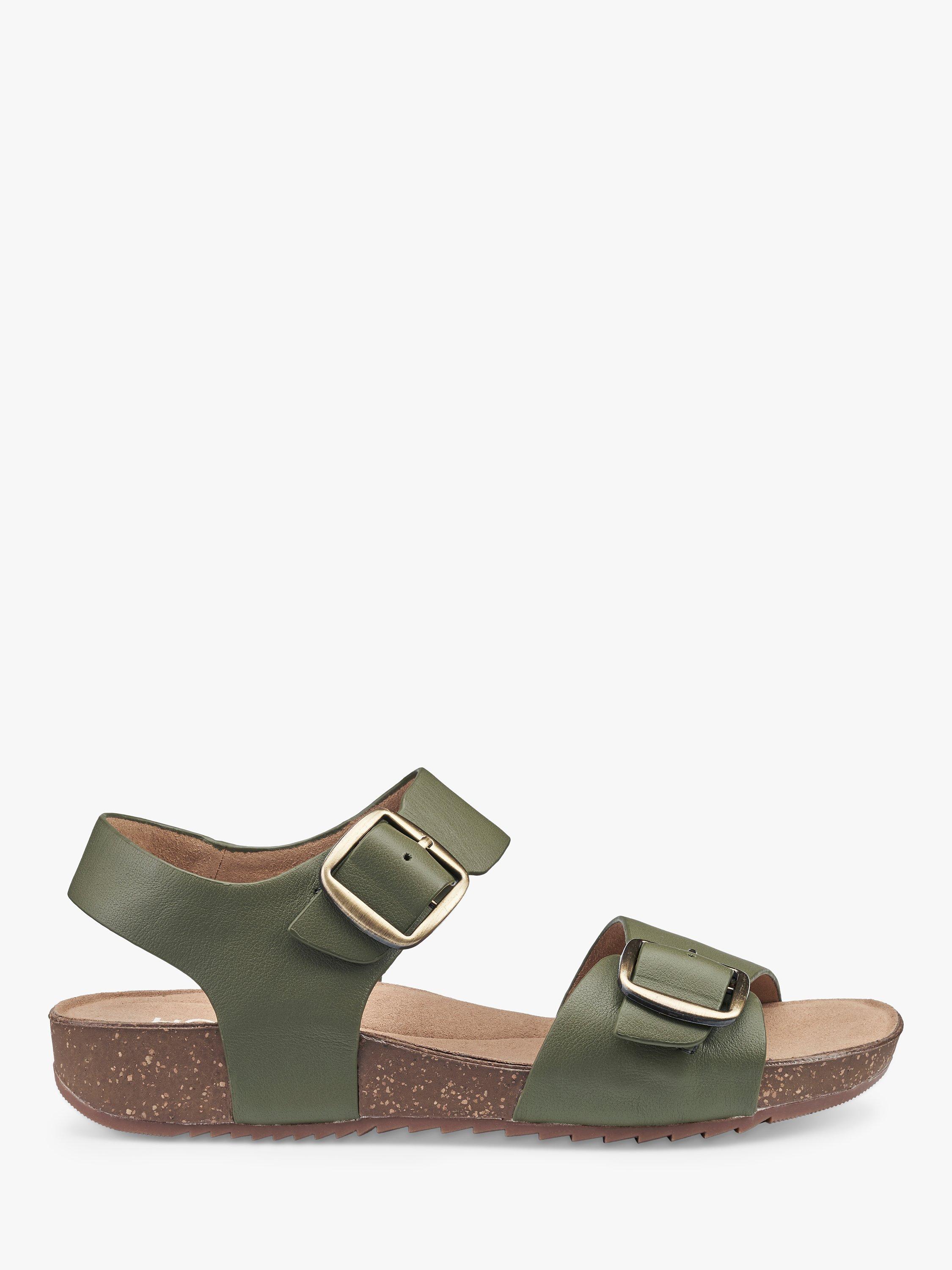 Hotter Tourist II Wide Fit Classic Cork Wedge Sandals, Olive, 3