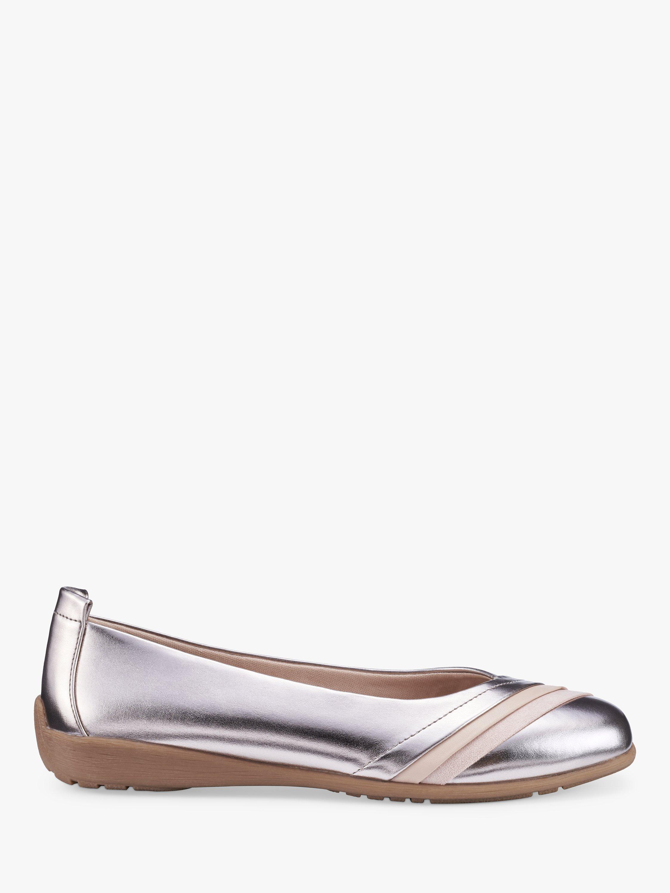 Hotter Phoenix Pleated Ballet Pumps, Rose Gold/Multi
