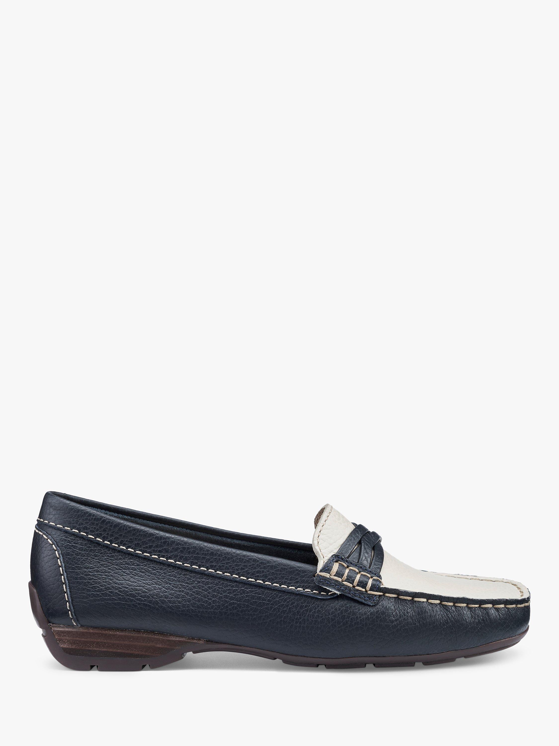 Hotter Marina Driver Style Moccasins, Navy/Ivory