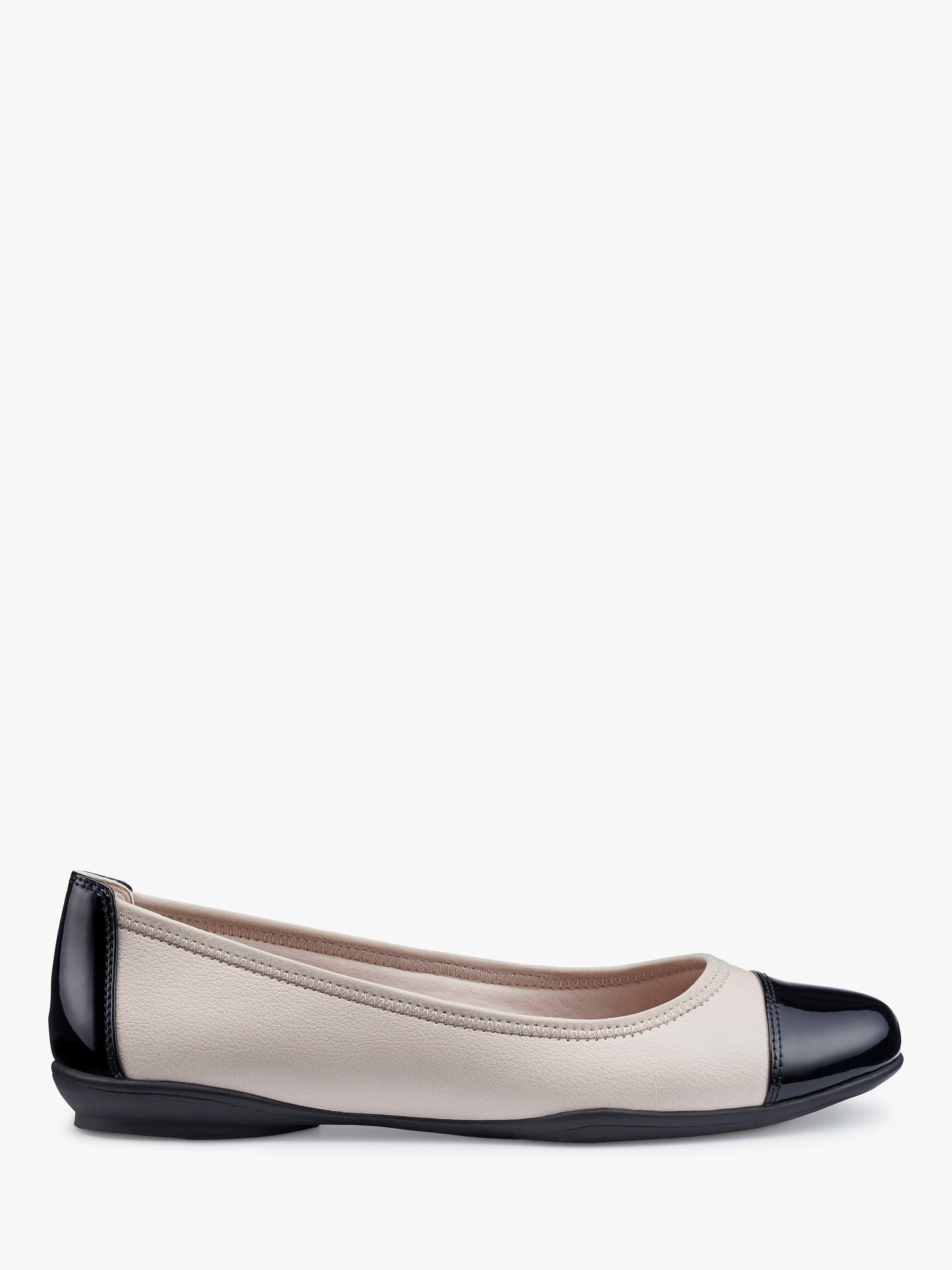 Hotter Ivy Wide Fit Ballerina Pumps, Nude/Black