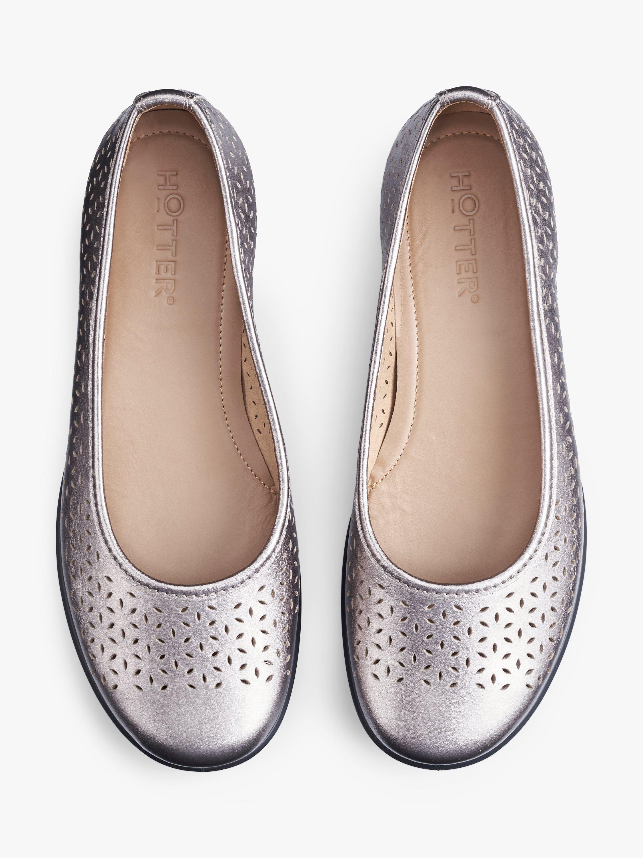 Hotter Livvy II Perforated Leather Pumps Pewter