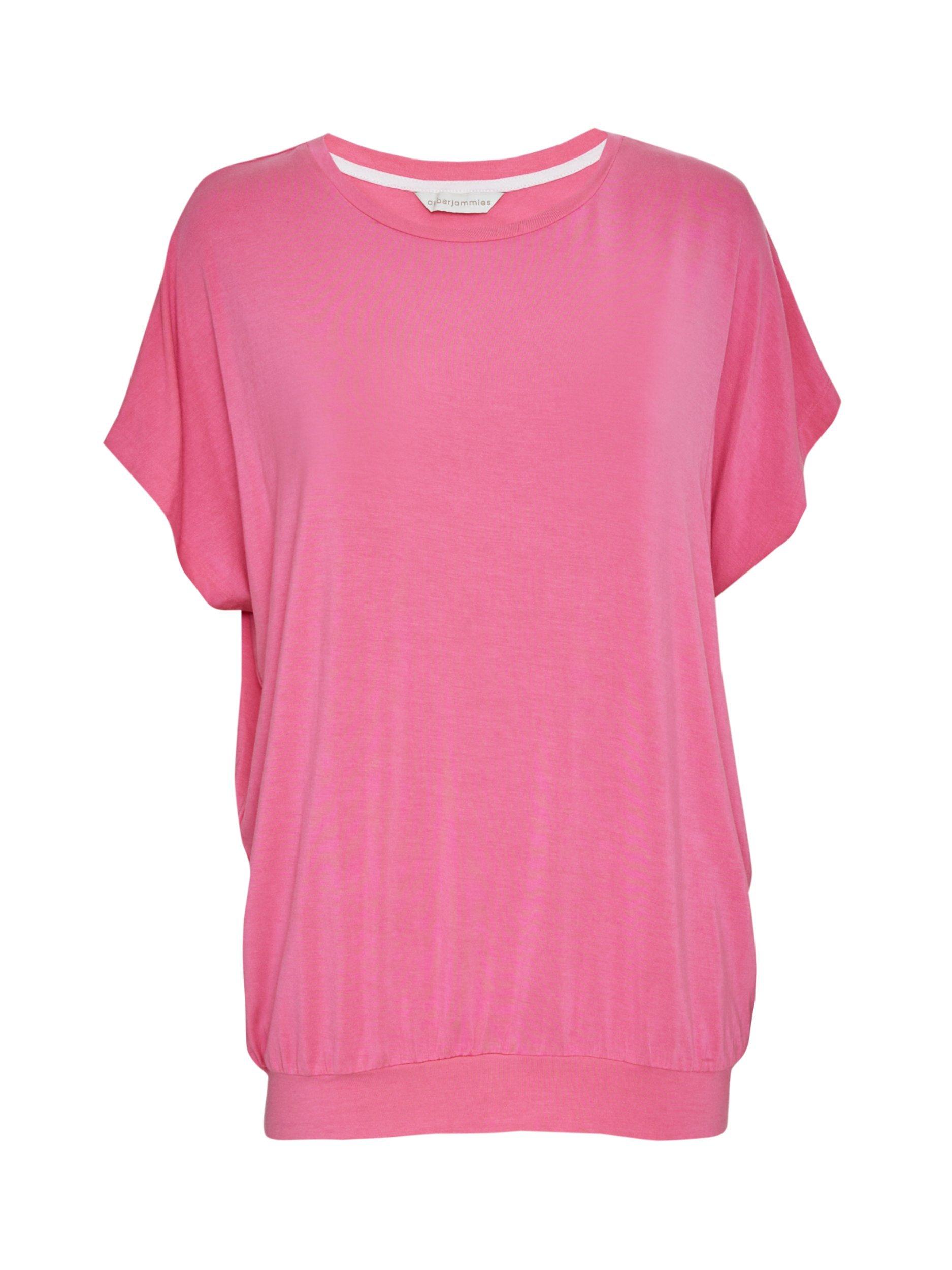 Product image 4 of 4, which shows Cyberjammies Shelly Jersey Slouch Pyjama Top, Pink, 28