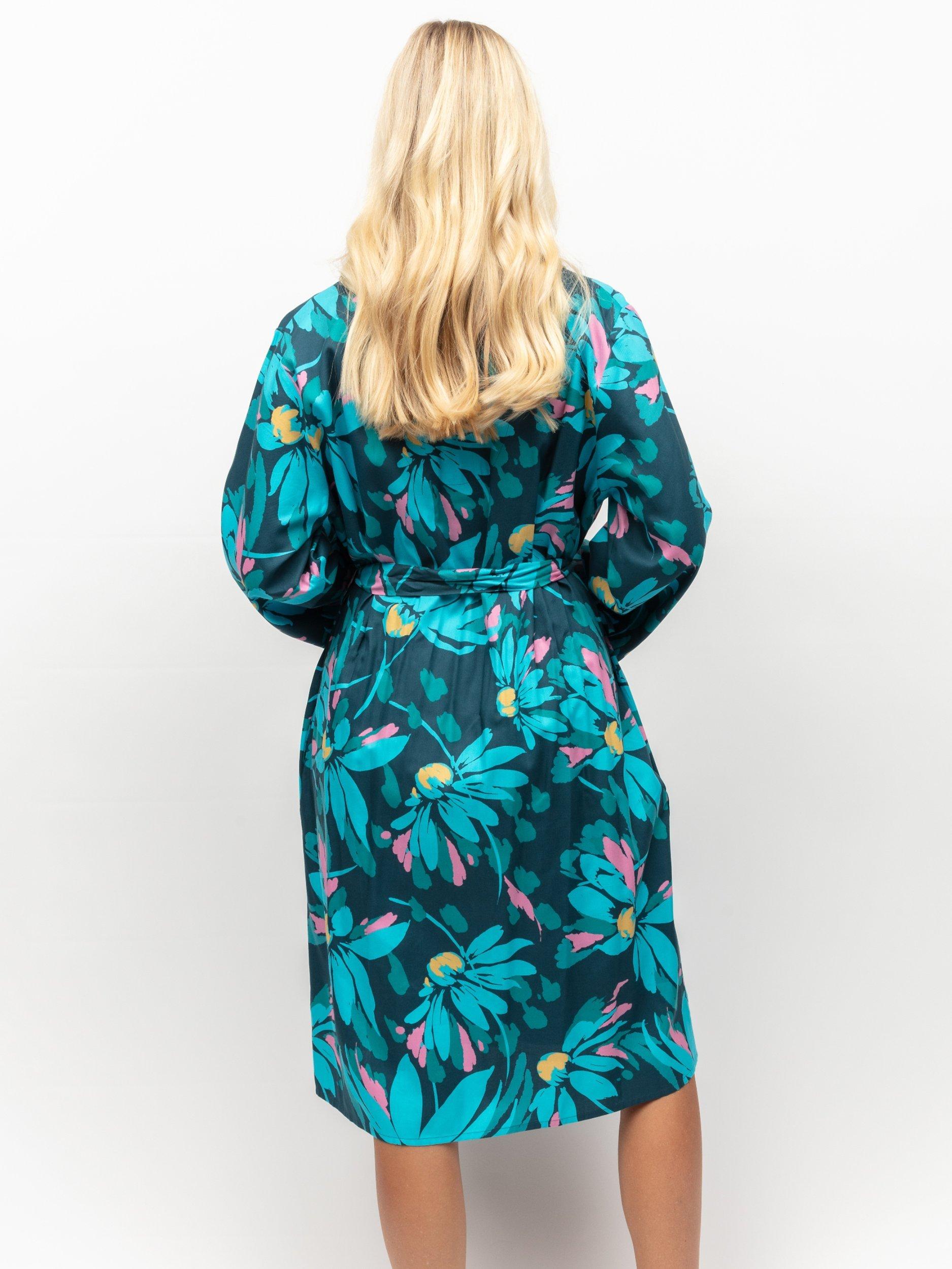 Product image 3 of 4, which shows Cyberjammies Cove Floral Print Dressing Gowns, Teal/Multi, 28