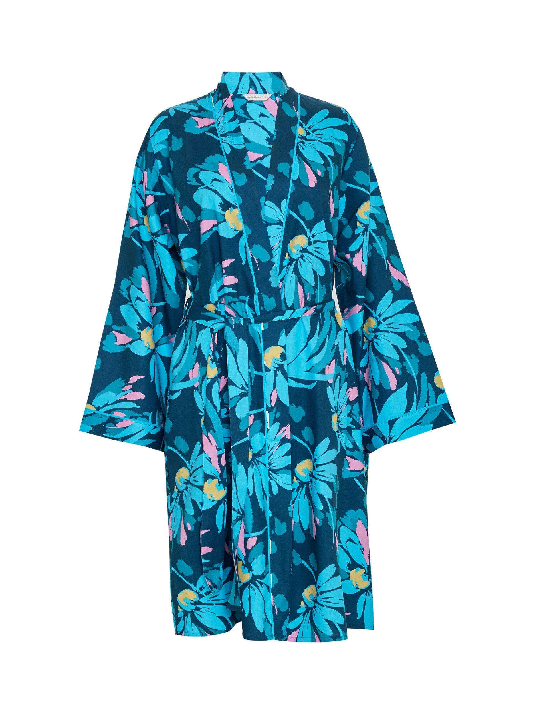 Product image 4 of 4, which shows Cyberjammies Cove Floral Print Dressing Gowns, Teal/Multi, 28