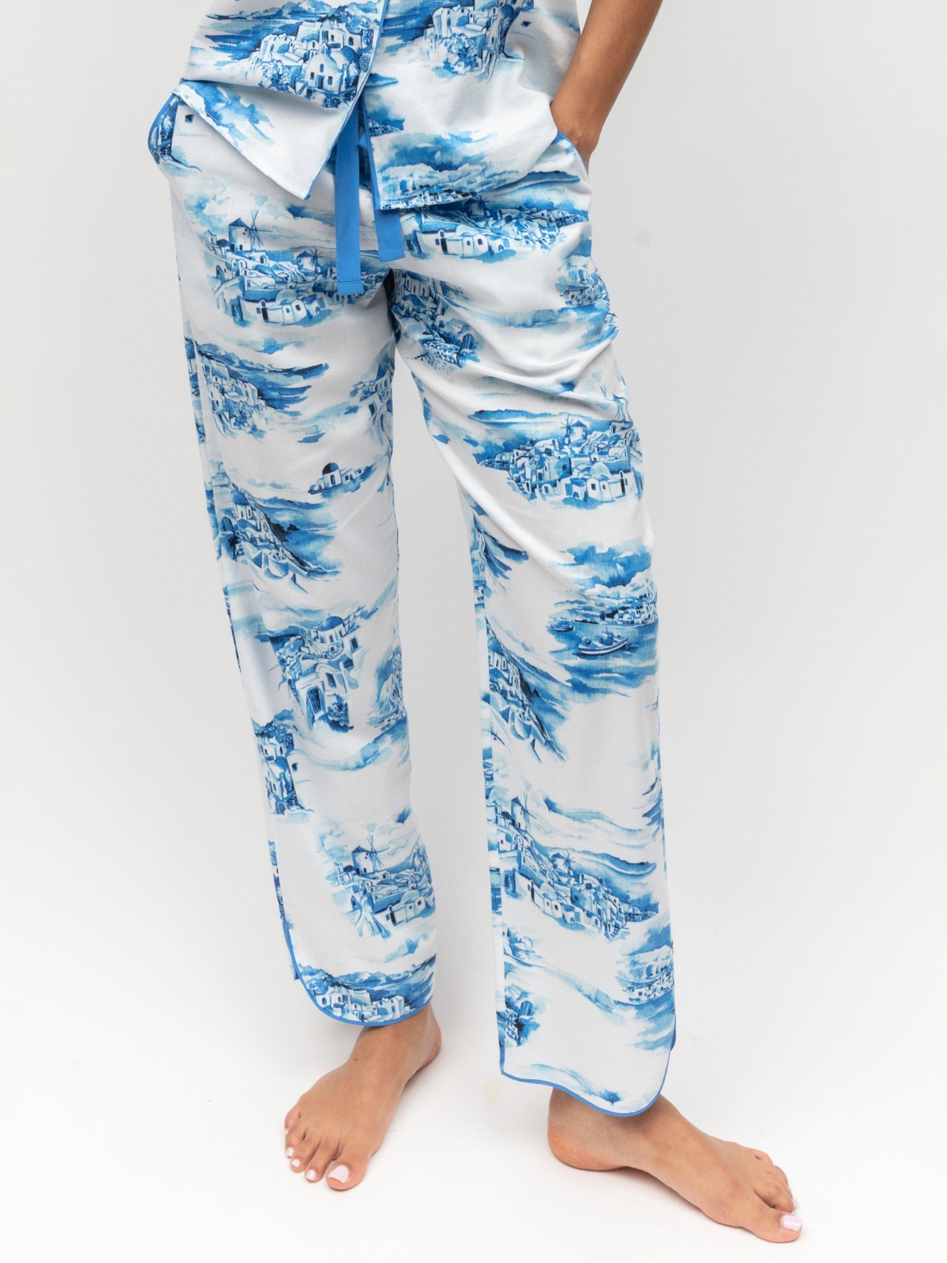 Product image 2 of 4, which shows Cyberjammies Donna Santorini Pyjama Bottoms, White/Blue, 28