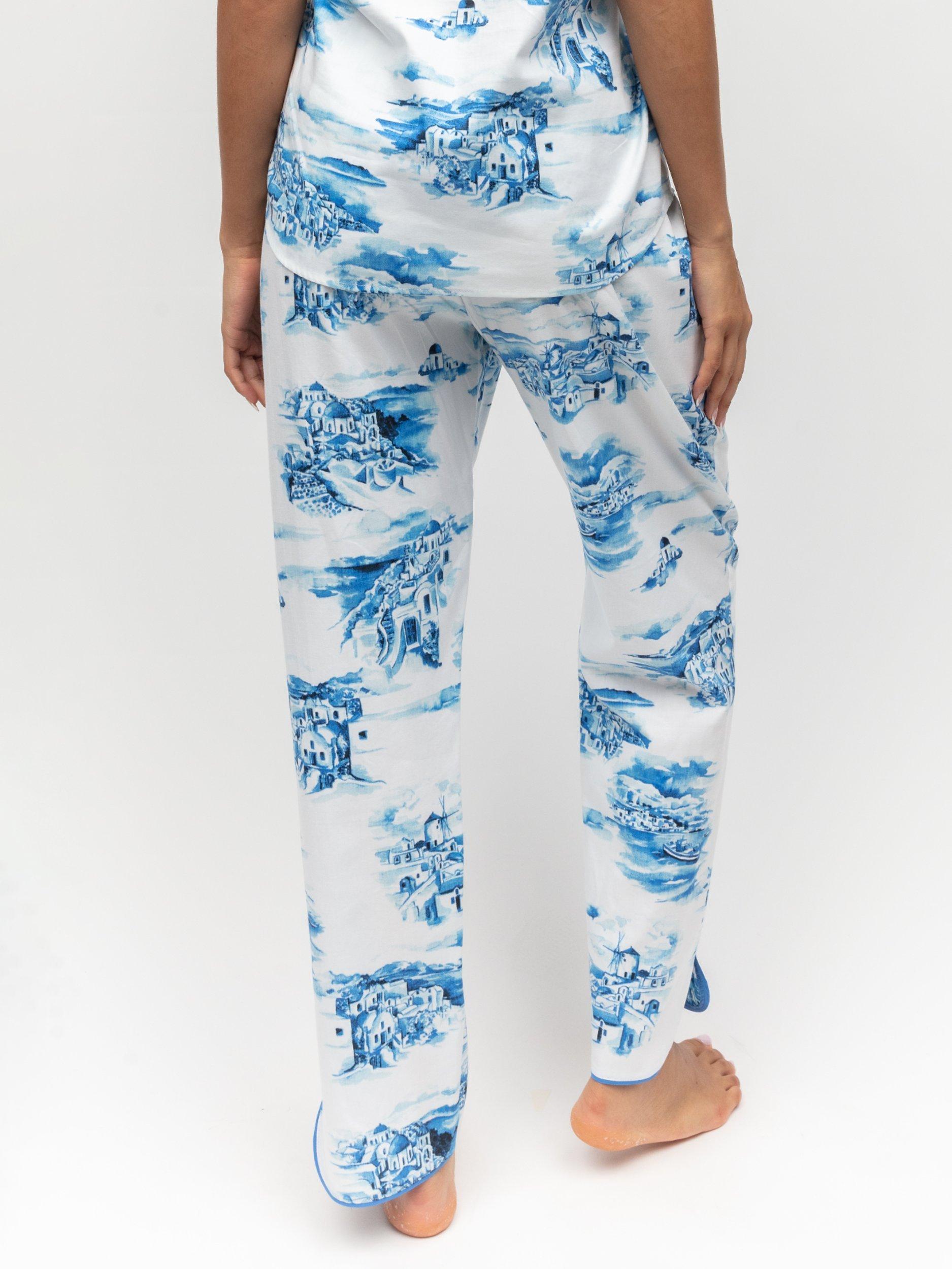 Product image 3 of 4, which shows Cyberjammies Donna Santorini Pyjama Bottoms, White/Blue, 28