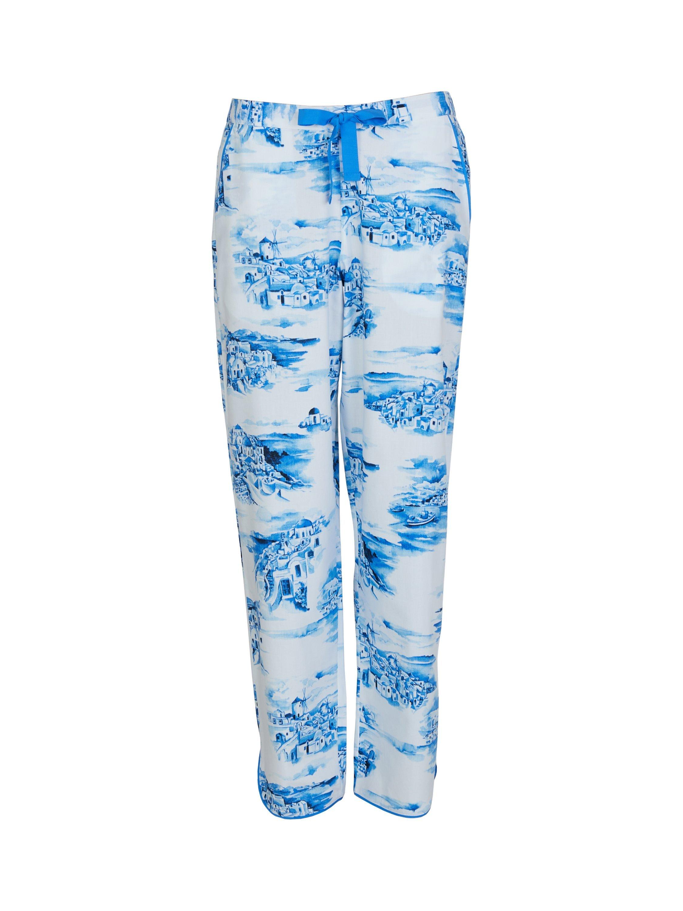 Product image 4 of 4, which shows Cyberjammies Donna Santorini Pyjama Bottoms, White/Blue, 28