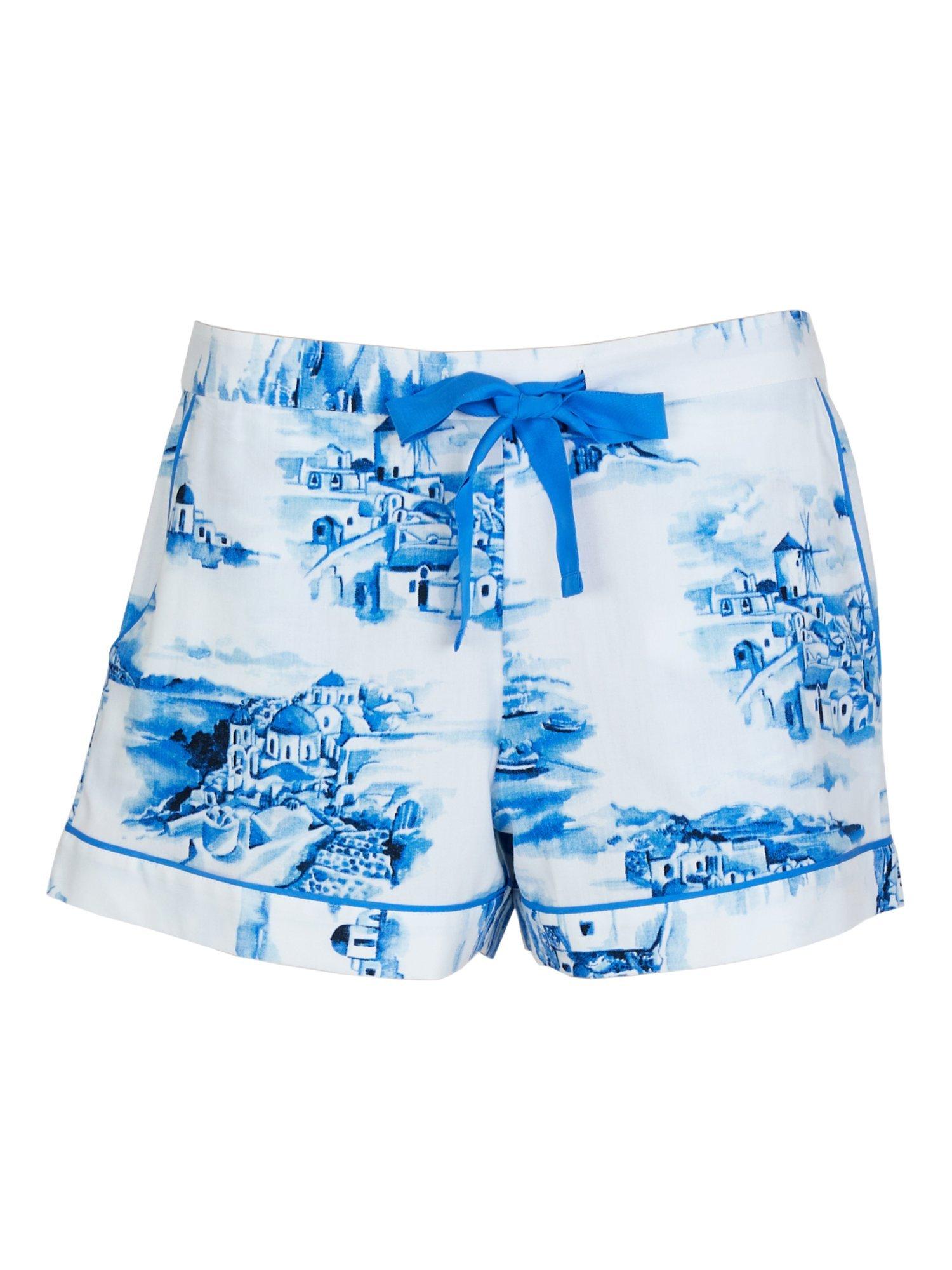 Product image 4 of 4, which shows Cyberjammies Donna Santorini Pyjama Shorts, White/Blue, 28