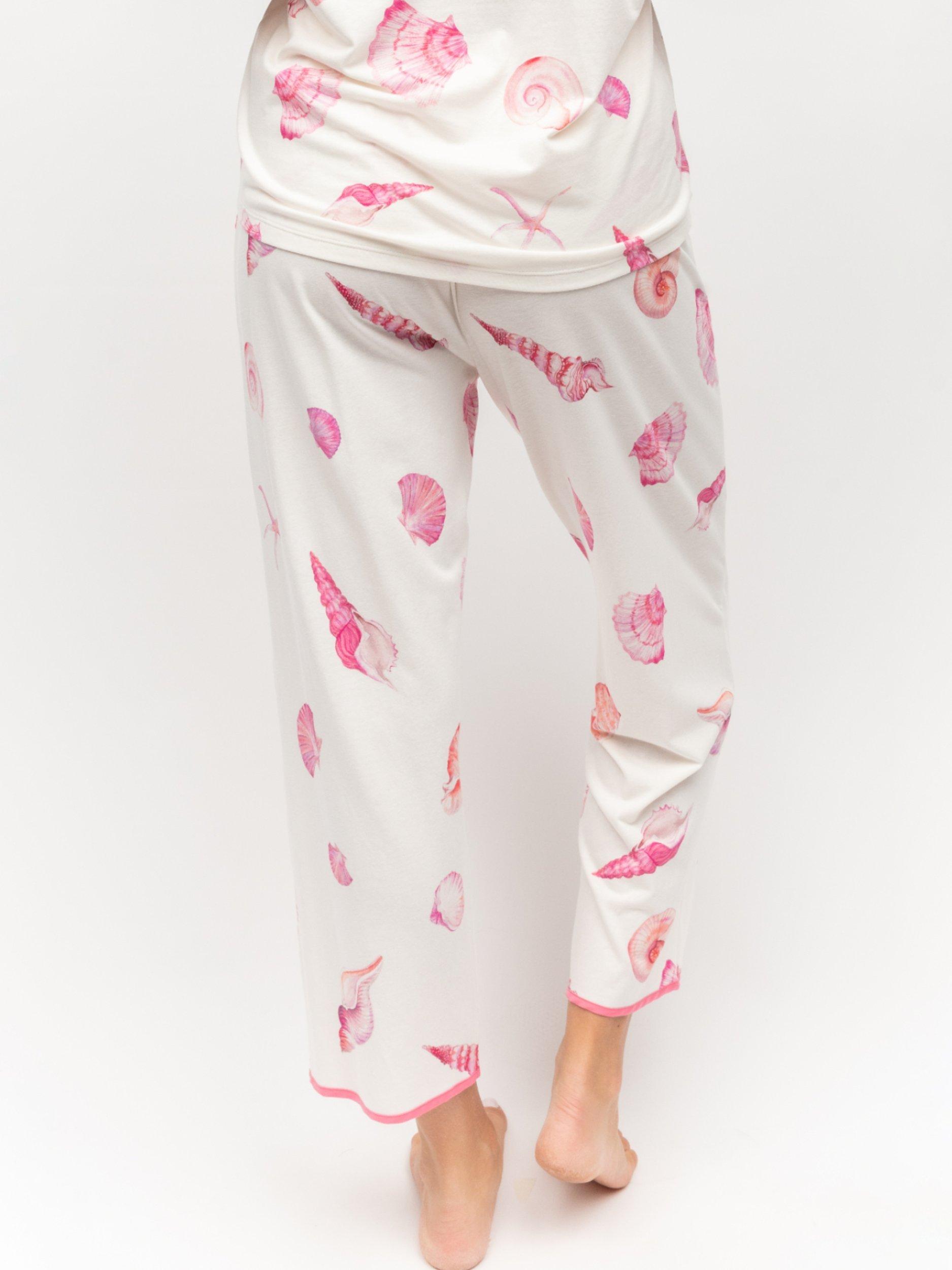 Product image 3 of 4, which shows Cyberjammies Shelly Shell Print Jersey Cropped Pyjama Bottoms, Cream, 28
