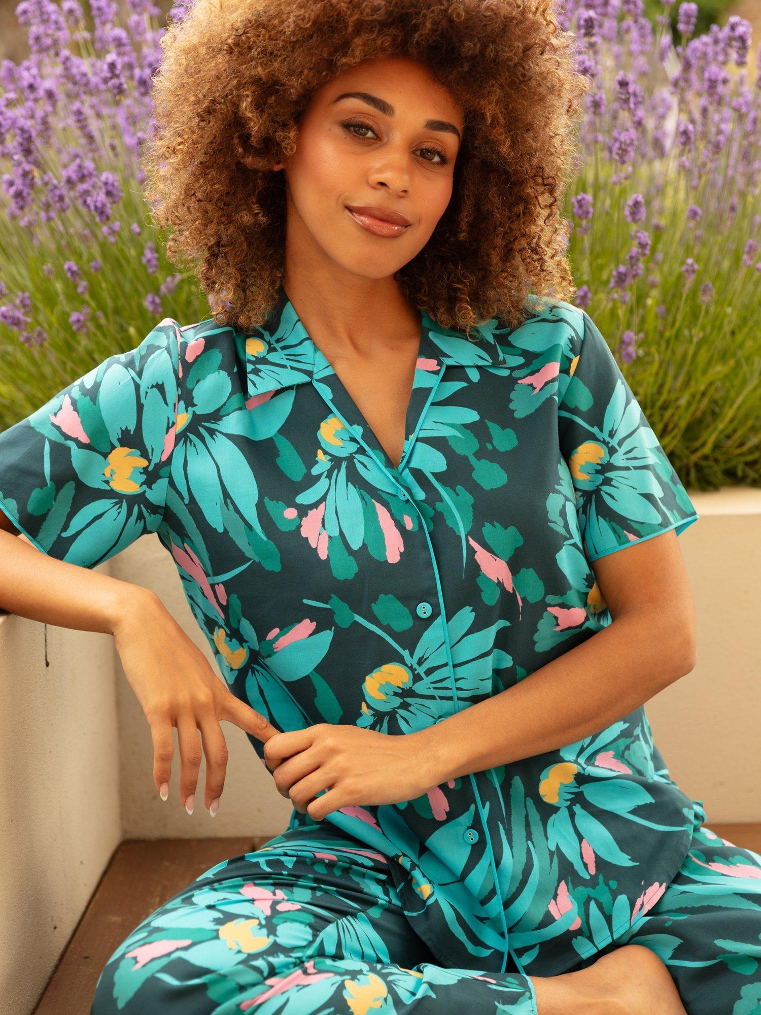 Cyberjammies Cove Floral Print Pyjama Bottoms, Teal/Multi