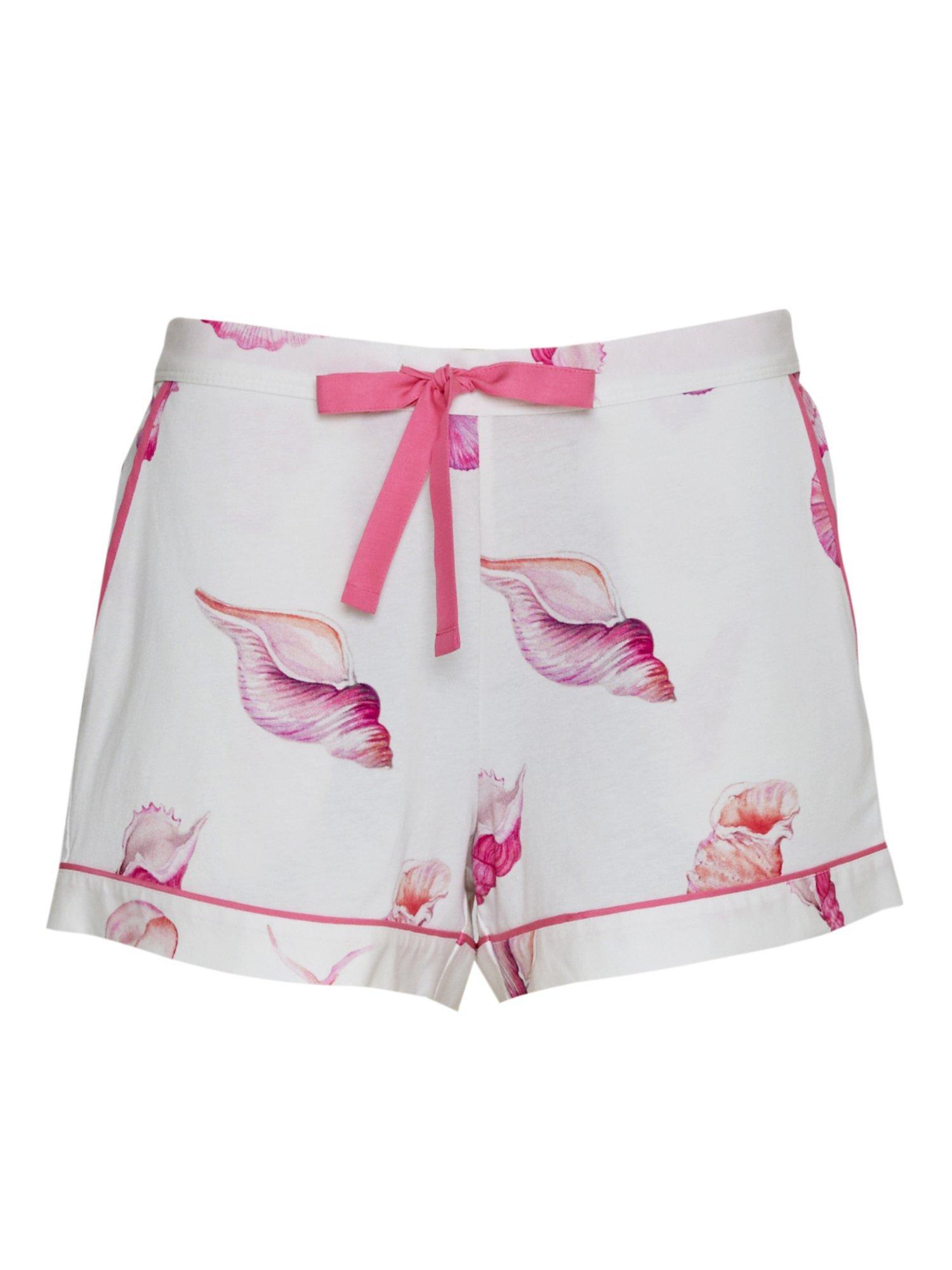 Product image 4 of 4, which shows Cyberjammies Shelly Shell Printed Jersey Pyjama Shorts, Cream/Pink, 28
