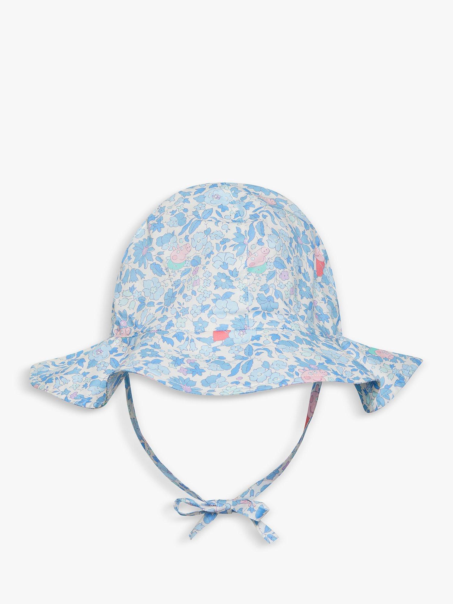 Product image 1 of 1, which shows Trotters Kids' Peppa Pig Meadow Liberty Print Sun Hat, Blue, S