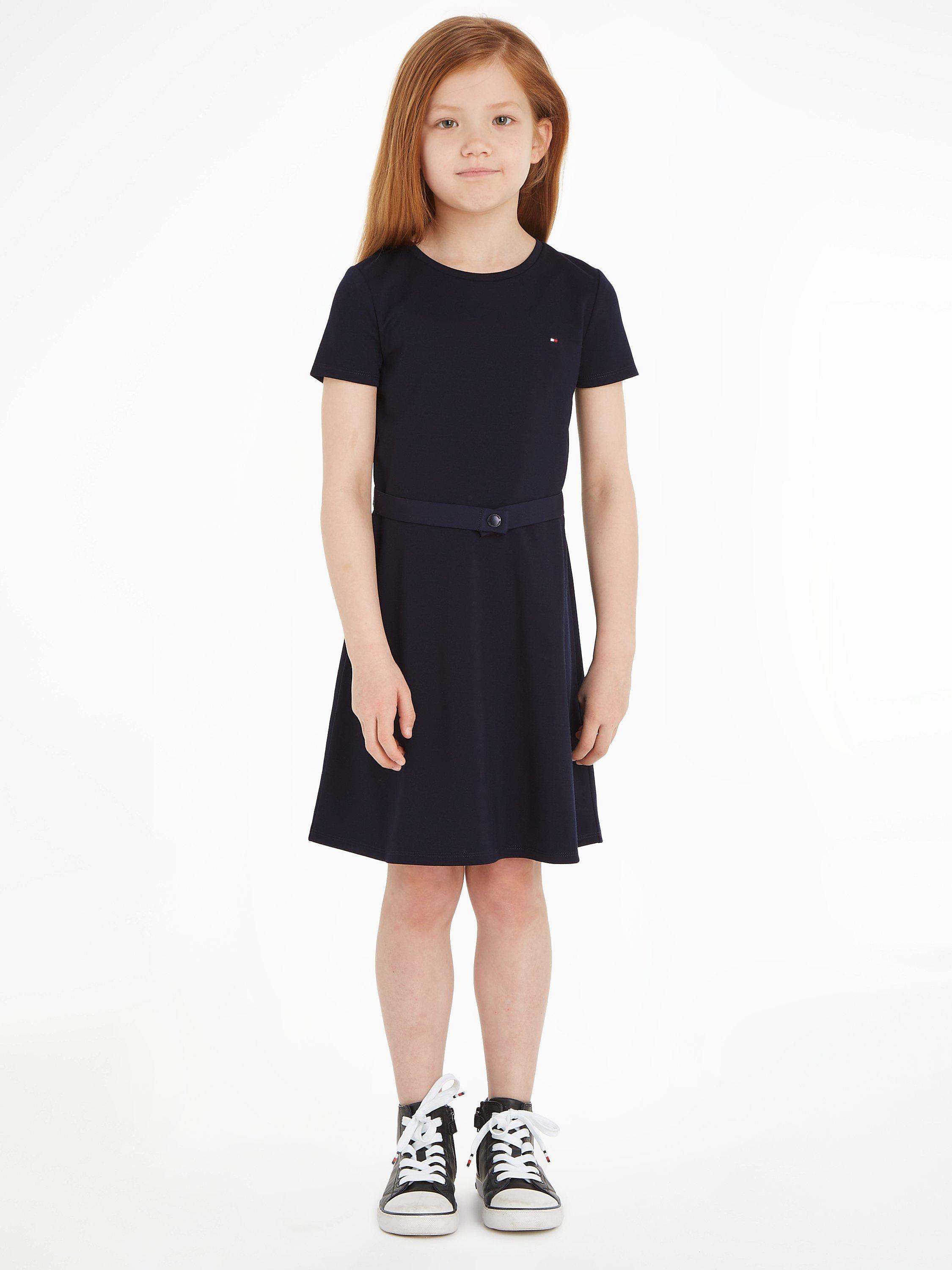Tommy Hilfiger Kids' Flag Belted Skater Dress, Desert Sky