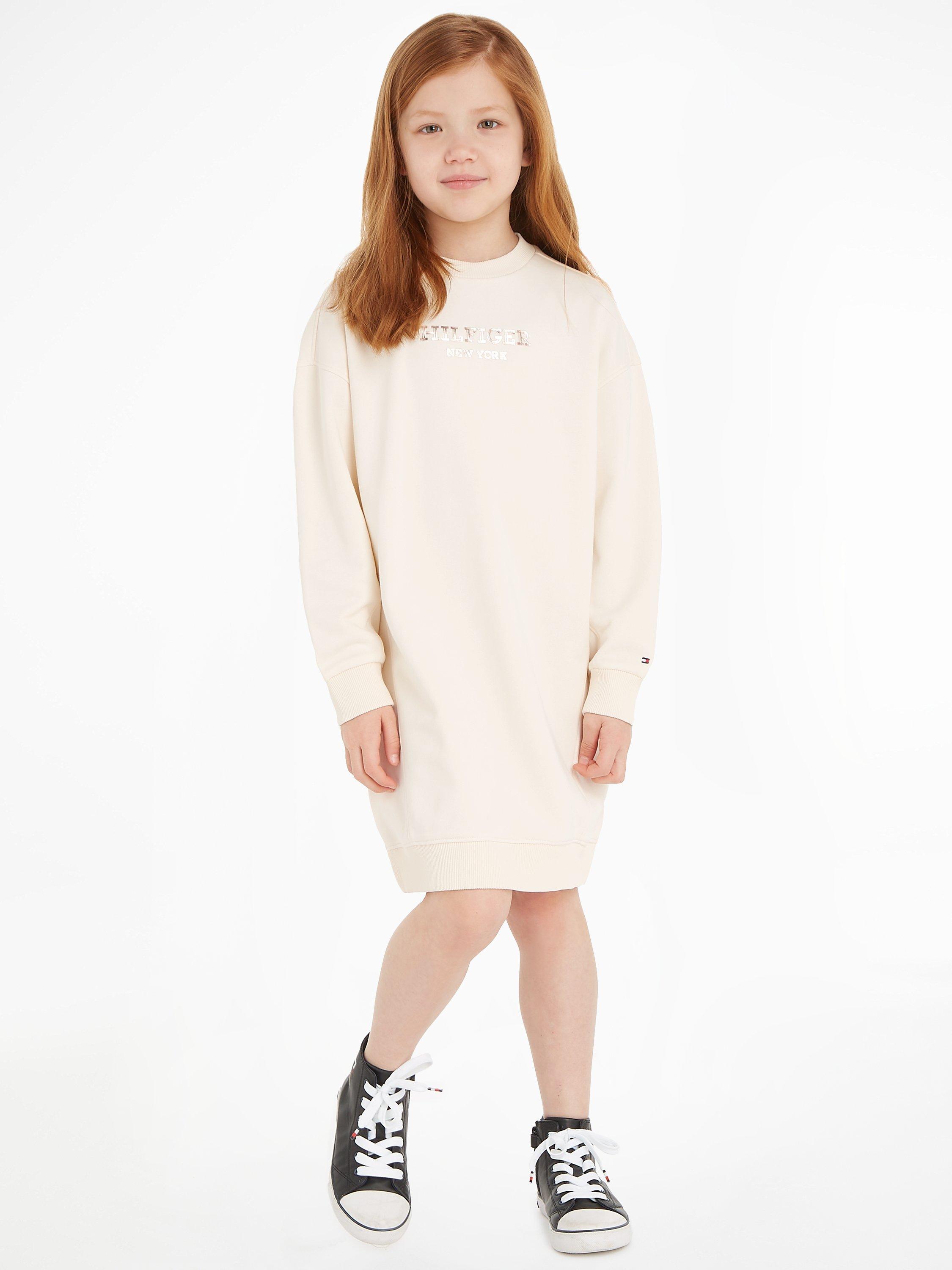 Tommy Hilfiger Kids' Foil Monotype Logo Sweatshirt Dress, Calico