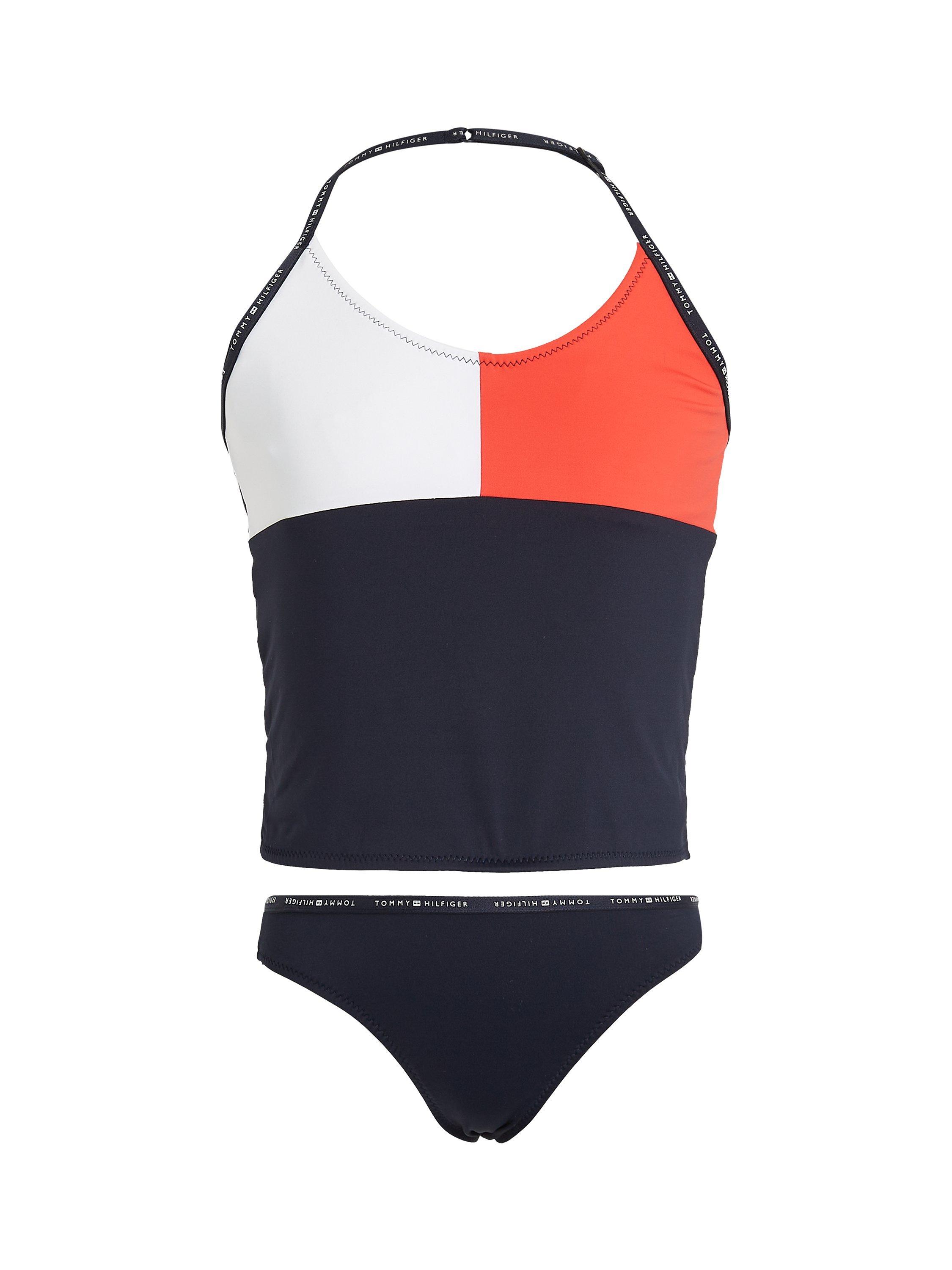 Tommy Hilfiger Kids' Colour Block Tankini Swim Set, Desert Sky