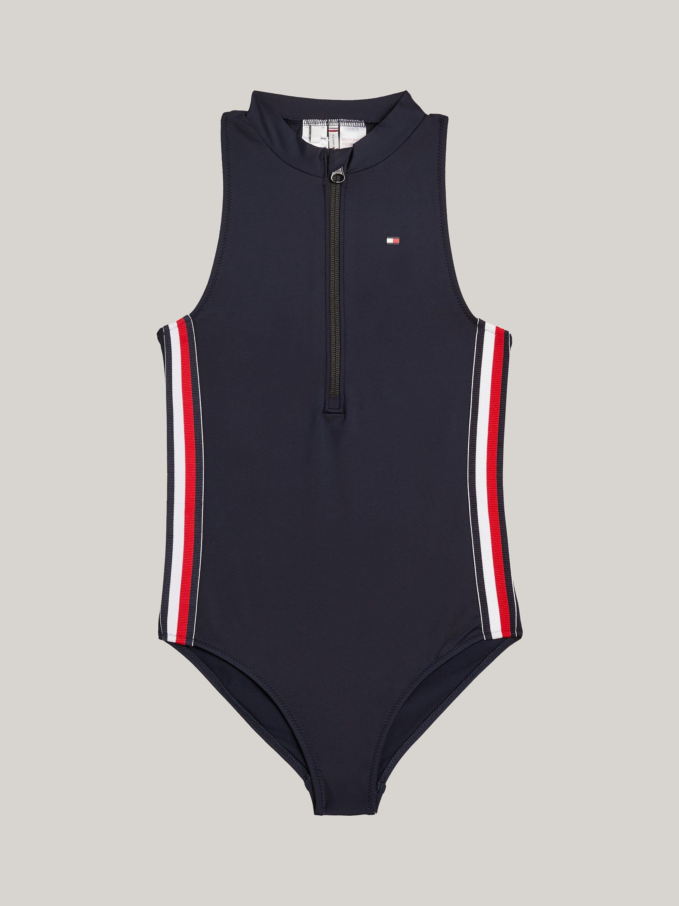 Tommy Hilfiger Kids' Flag Rashguard Swimsuit, Desert Sky
