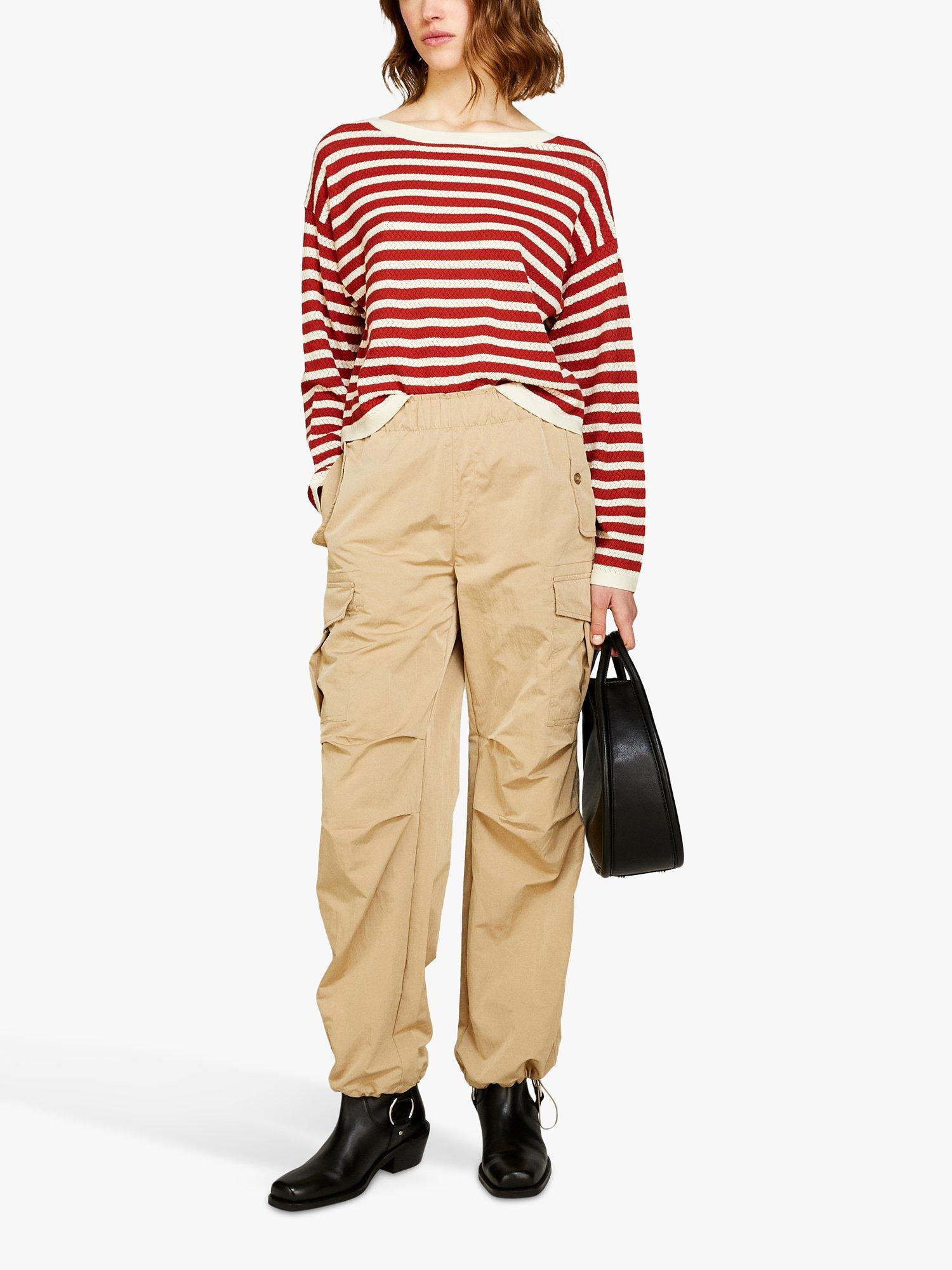 Product image 3 of 5, which shows SISLEY Striped Boat Neck Jumper, Red/White, S