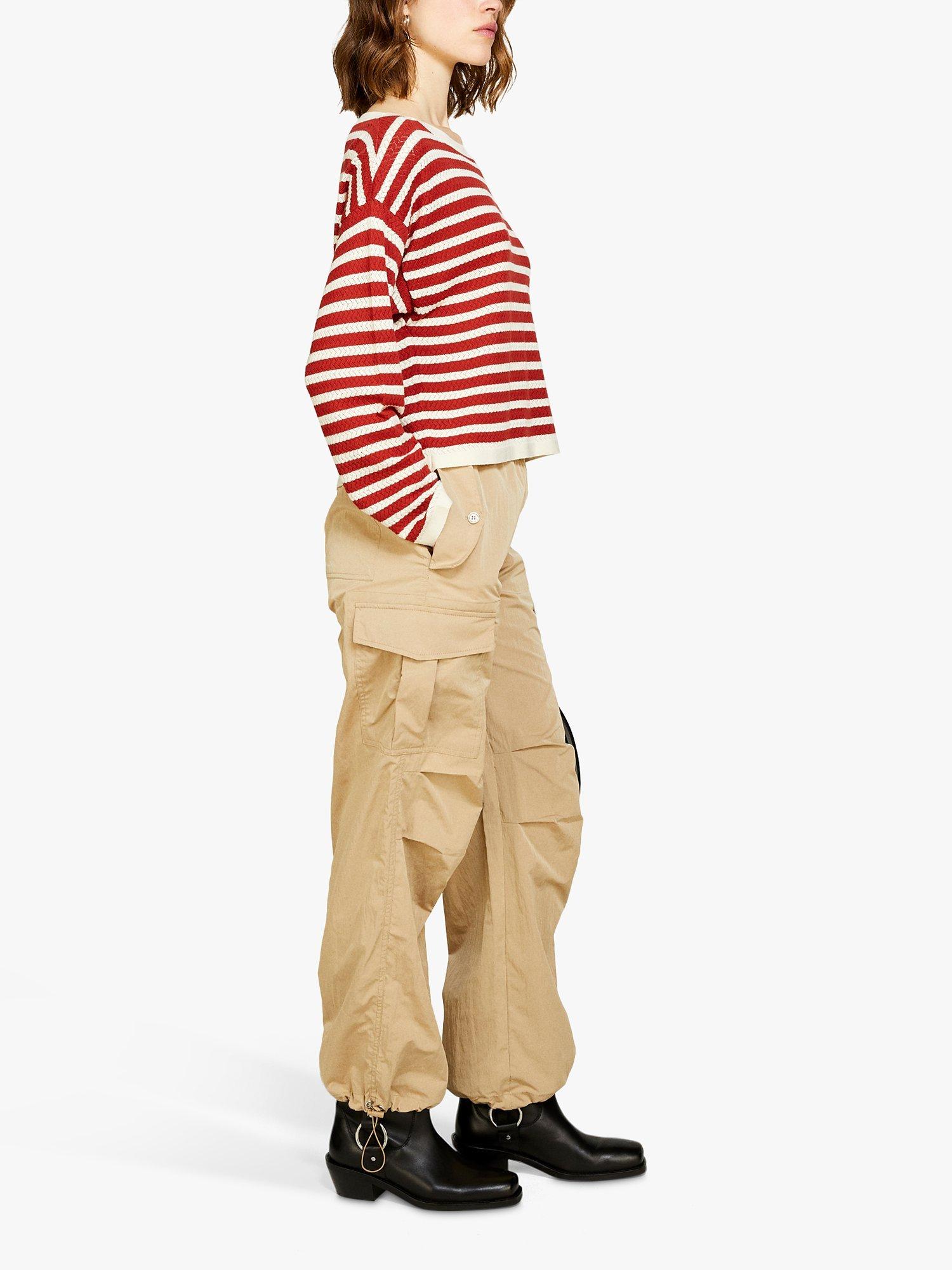 Product image 4 of 5, which shows SISLEY Striped Boat Neck Jumper, Red/White, S
