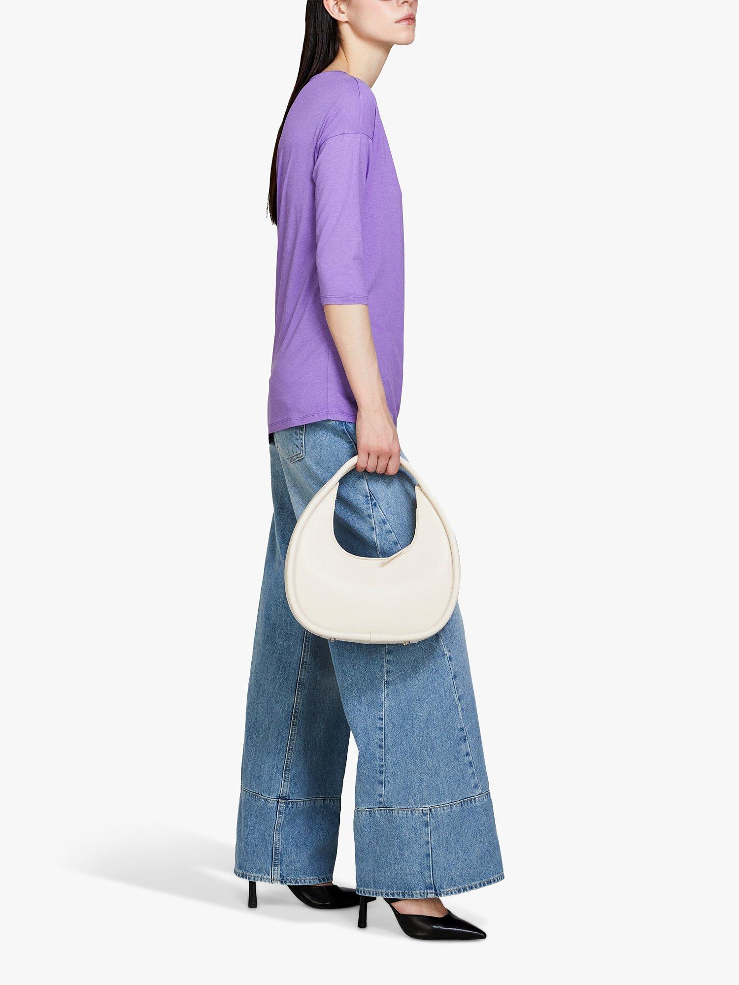Product image 4 of 5, which shows SISLEY Boat Neck 3/4 Sleeve T-Shirt, Violet, XS