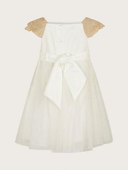 Monsoon Baby Estella Floral Embroidered Dress - view 2, Gold