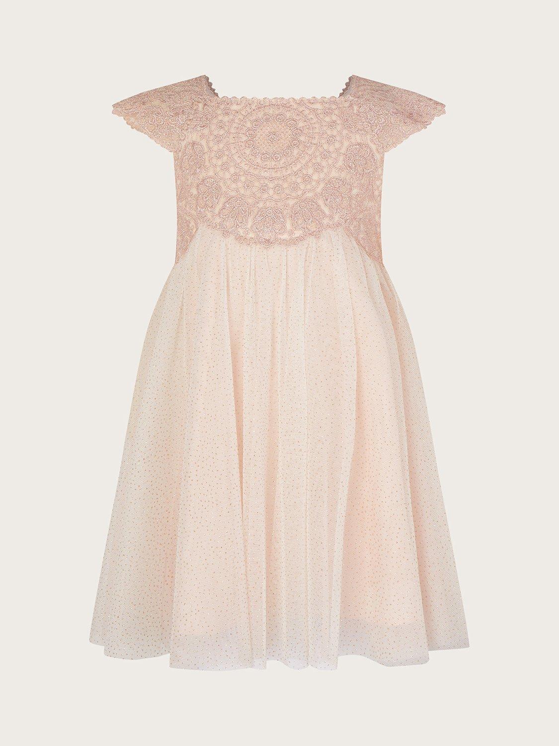 Product image 1 of 3, which shows Monsoon Baby Estella Dress, Pink, 0-3 months
