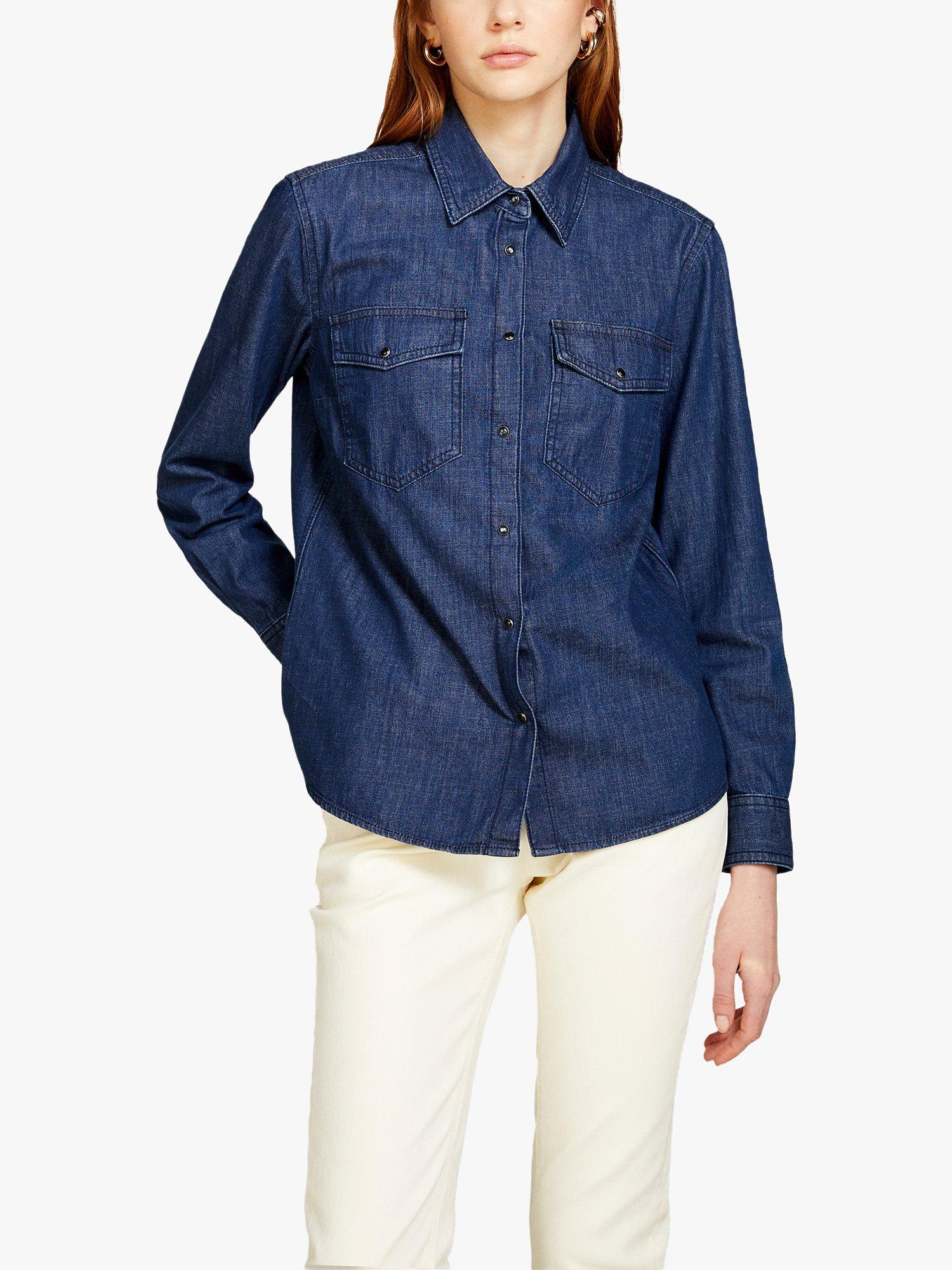 Product image 1 of 5, which shows Sisley Comfort Fit Cotton Denim Shirt, Blue Denim, XS