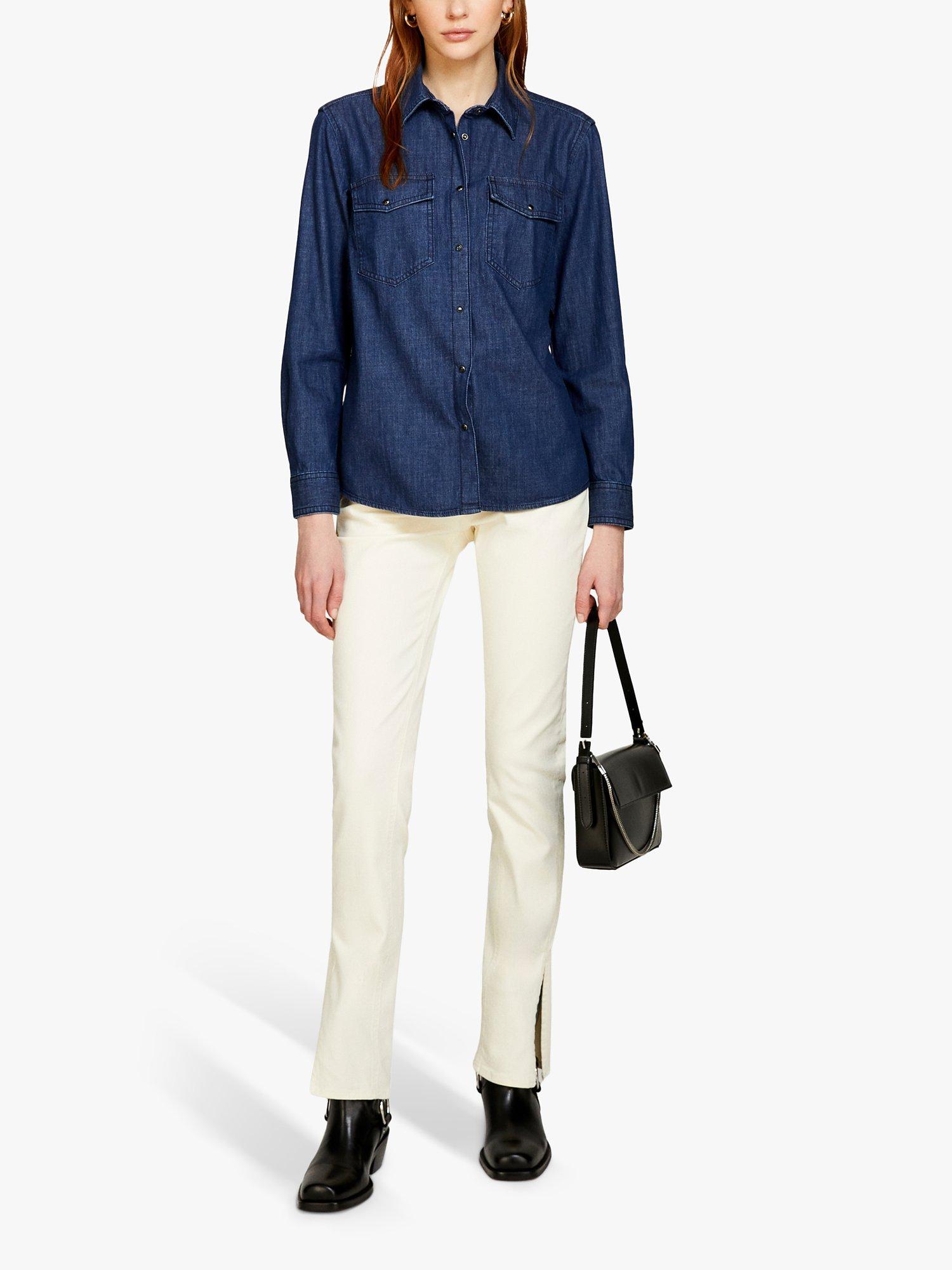 Product image 3 of 5, which shows Sisley Comfort Fit Cotton Denim Shirt, Blue Denim, XS
