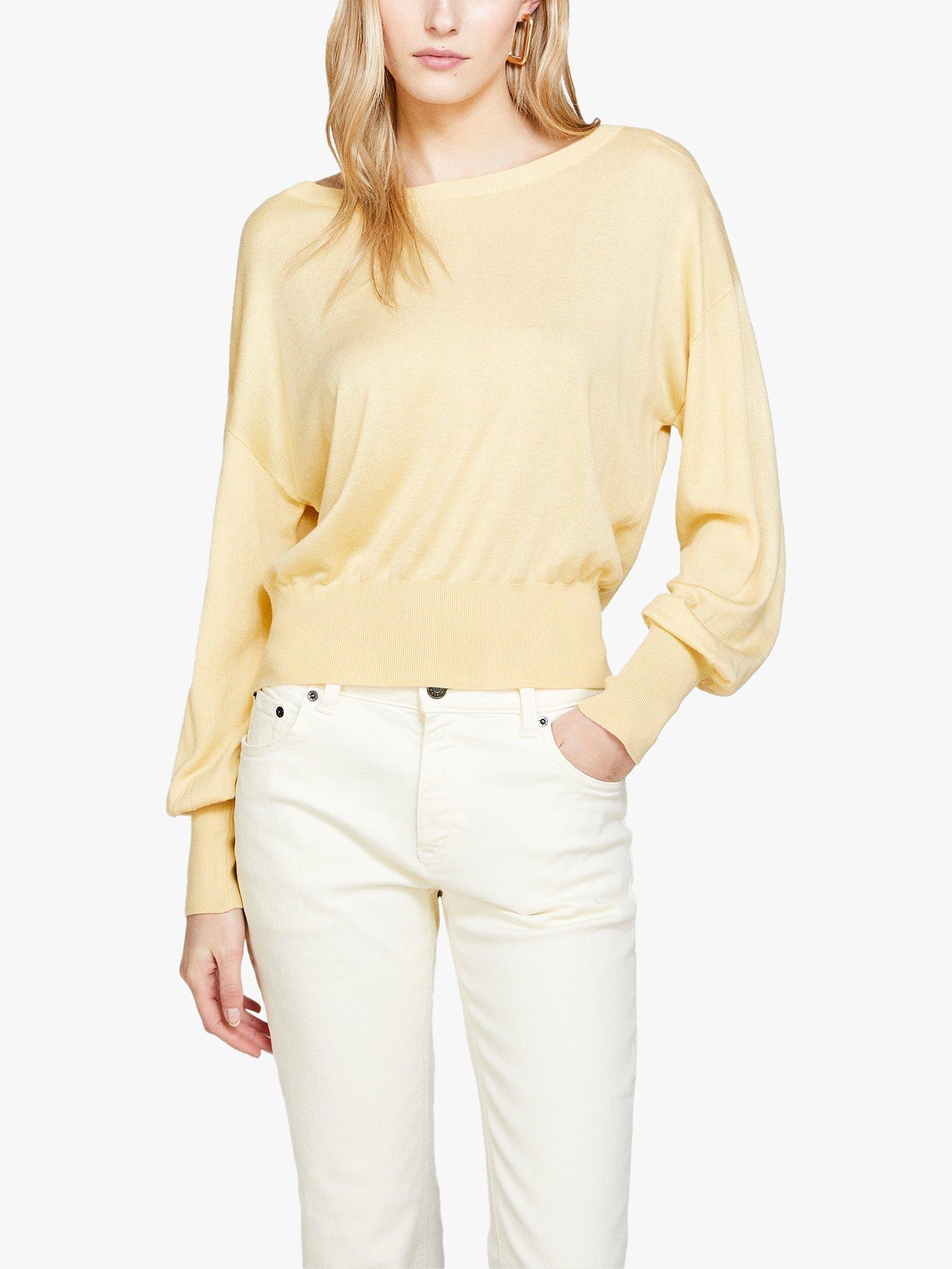 SISLEY Baloon Sleeve Silk Blend Jumper, Yellow