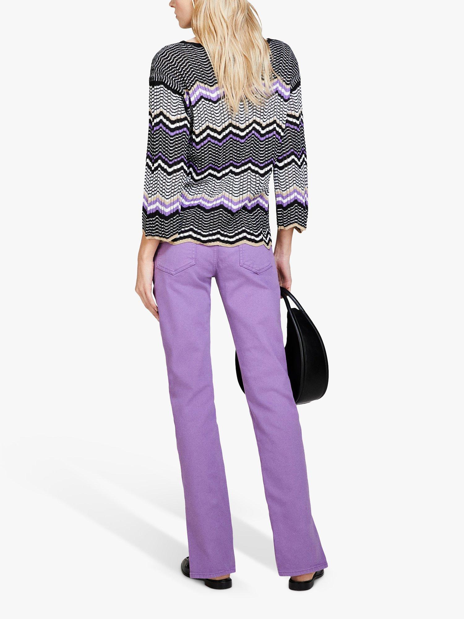 Product image 2 of 5, which shows SISLEY Multicolour Drop Shoulder Jumper, Black/Purple, XS
