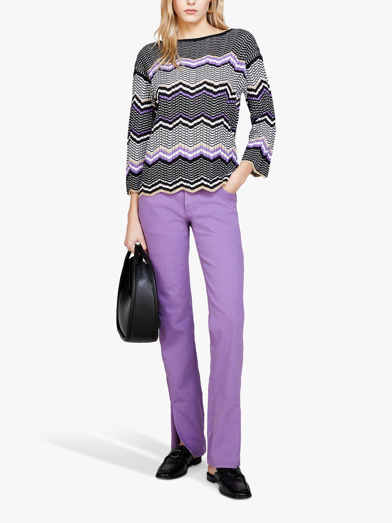 Product image 3 of 5, which shows SISLEY Multicolour Drop Shoulder Jumper, Black/Purple, XS