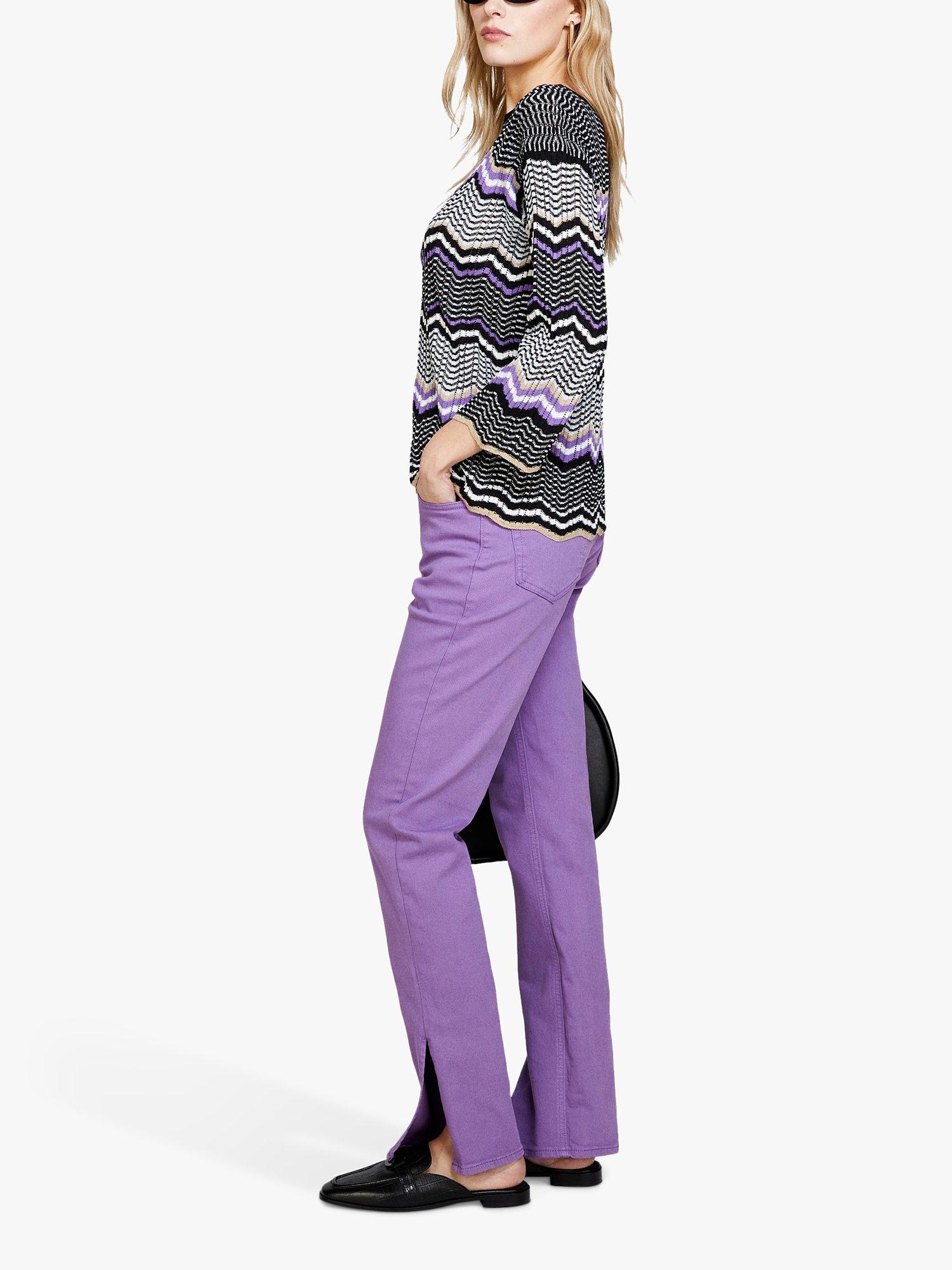 Product image 4 of 5, which shows SISLEY Multicolour Drop Shoulder Jumper, Black/Purple, XS