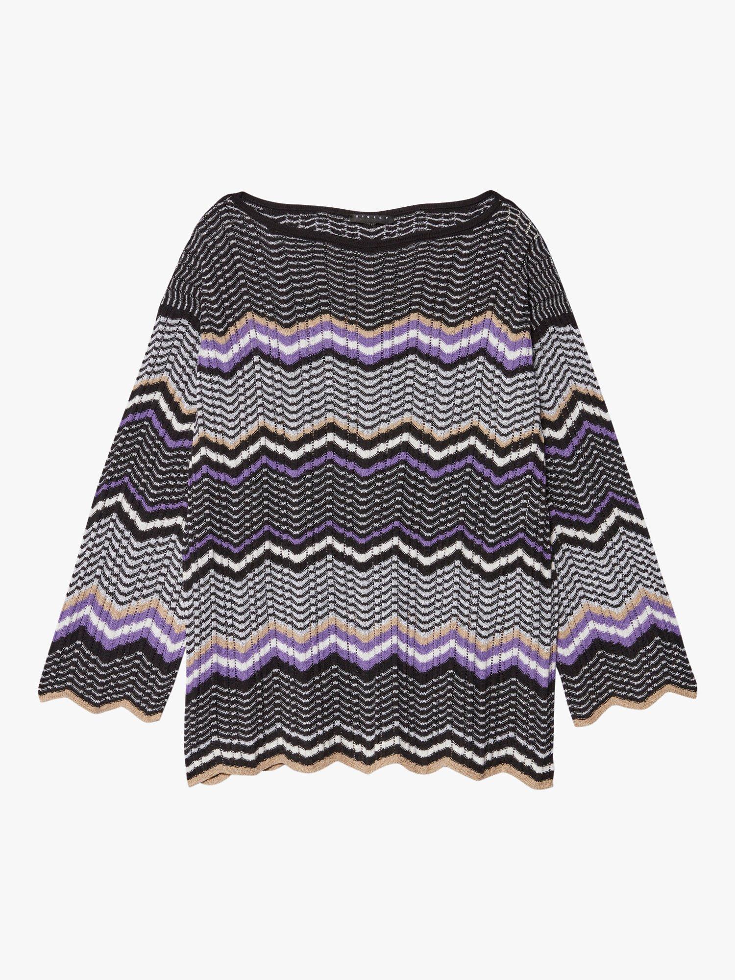 Product image 5 of 5, which shows SISLEY Multicolour Drop Shoulder Jumper, Black/Purple, XS